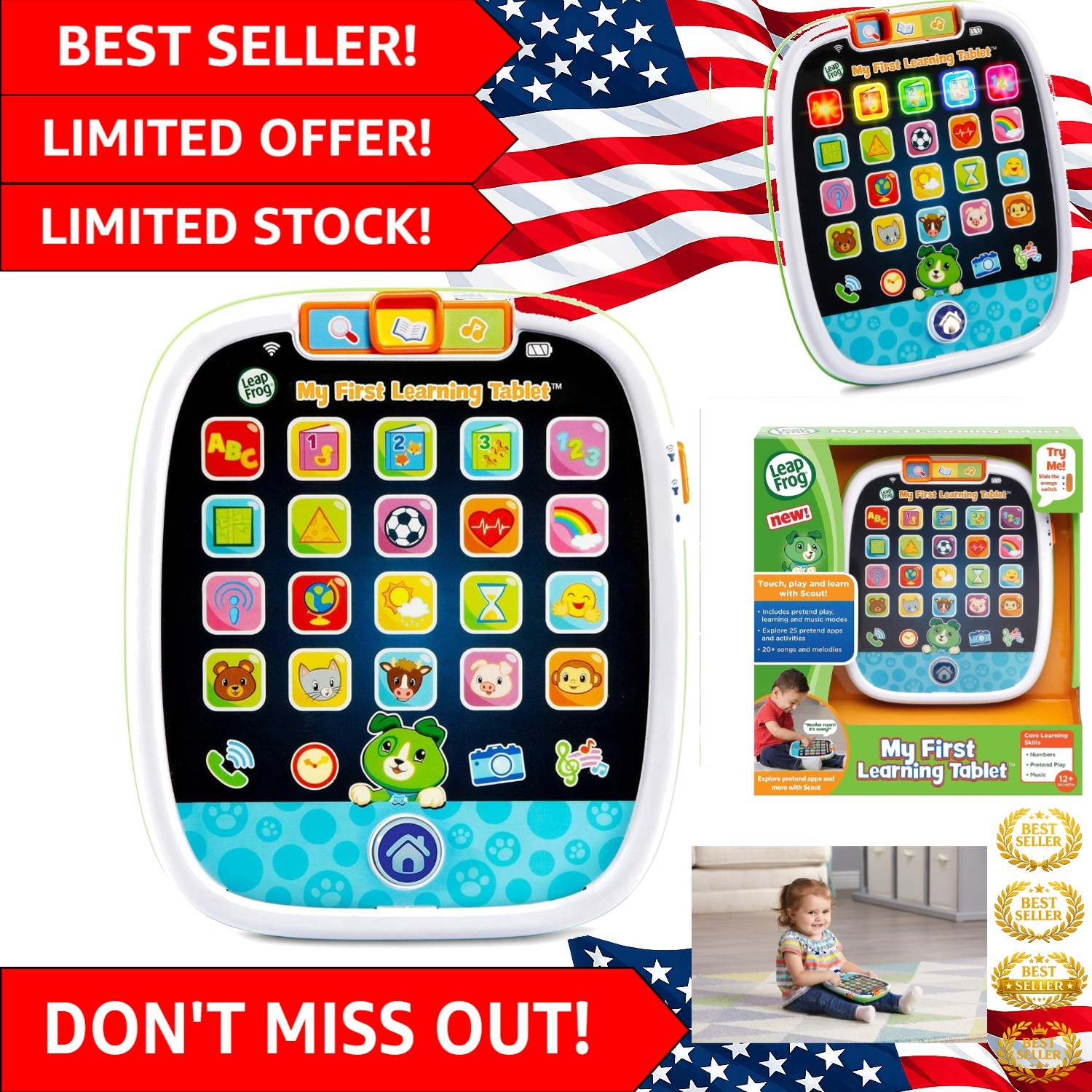 Durable Scout Learning Tablet – Music, Colors & Shapes for Early Development