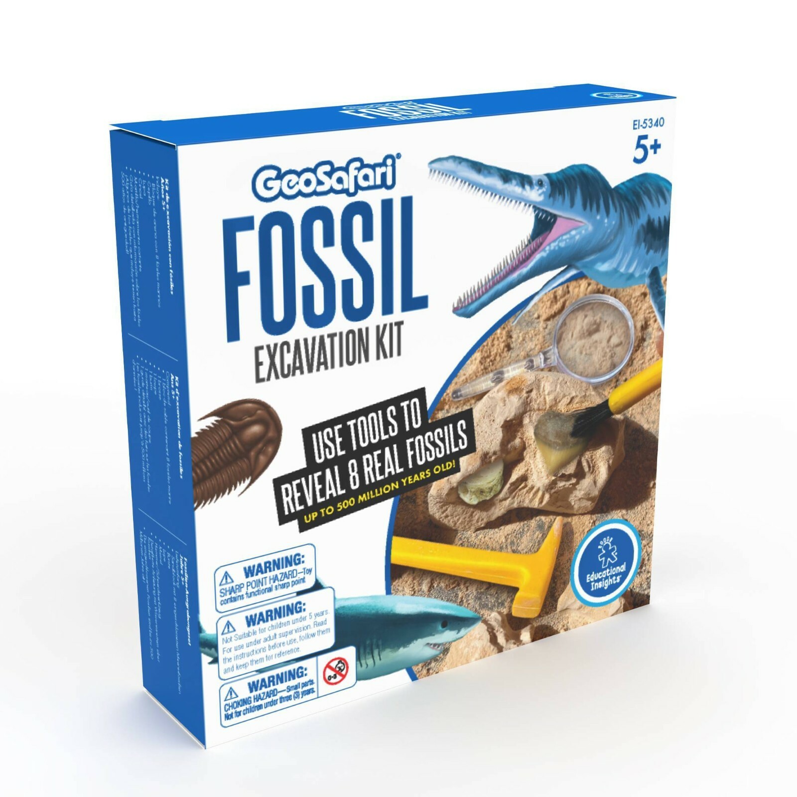 Educational Insights GeoSafari Fossil Excavation Kit | 8 Real Fossils Included