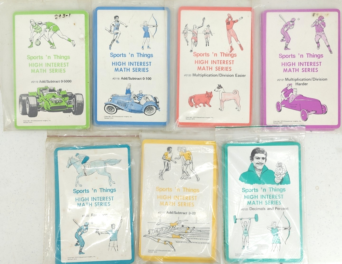 VTG 1974 Sports ‘n Things High Interest Math Series Game Flash Cards Home School