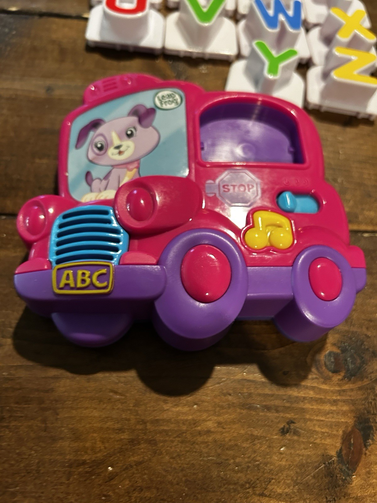 Leap Frog Fridge Phonics Magnetic Alphabet ABC School Bus Pink Complete 2014