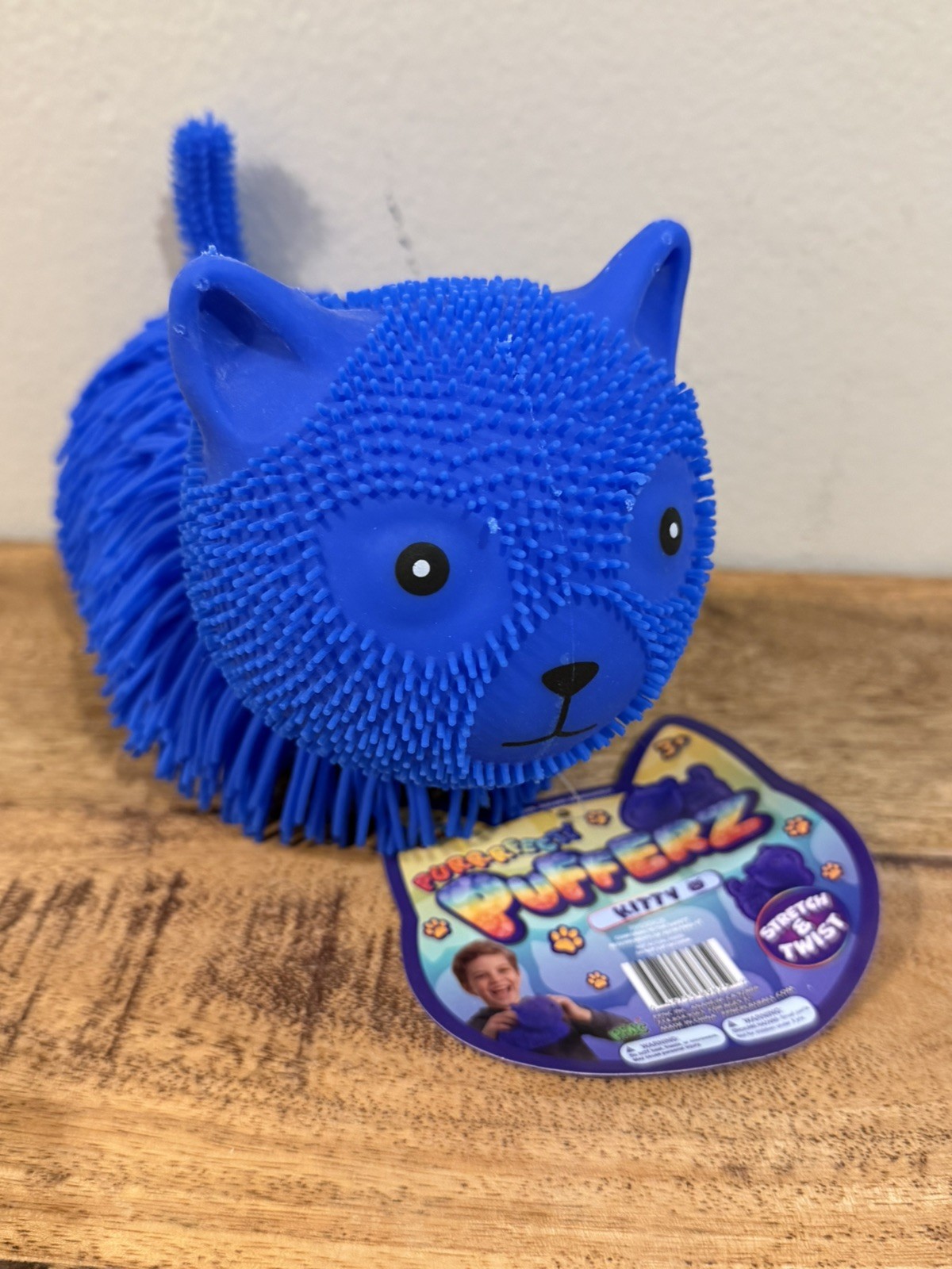 Pufferz Blue Kitty Cat 7” Squishy Sensory Fidget Toy Stress Relief Squeeze New