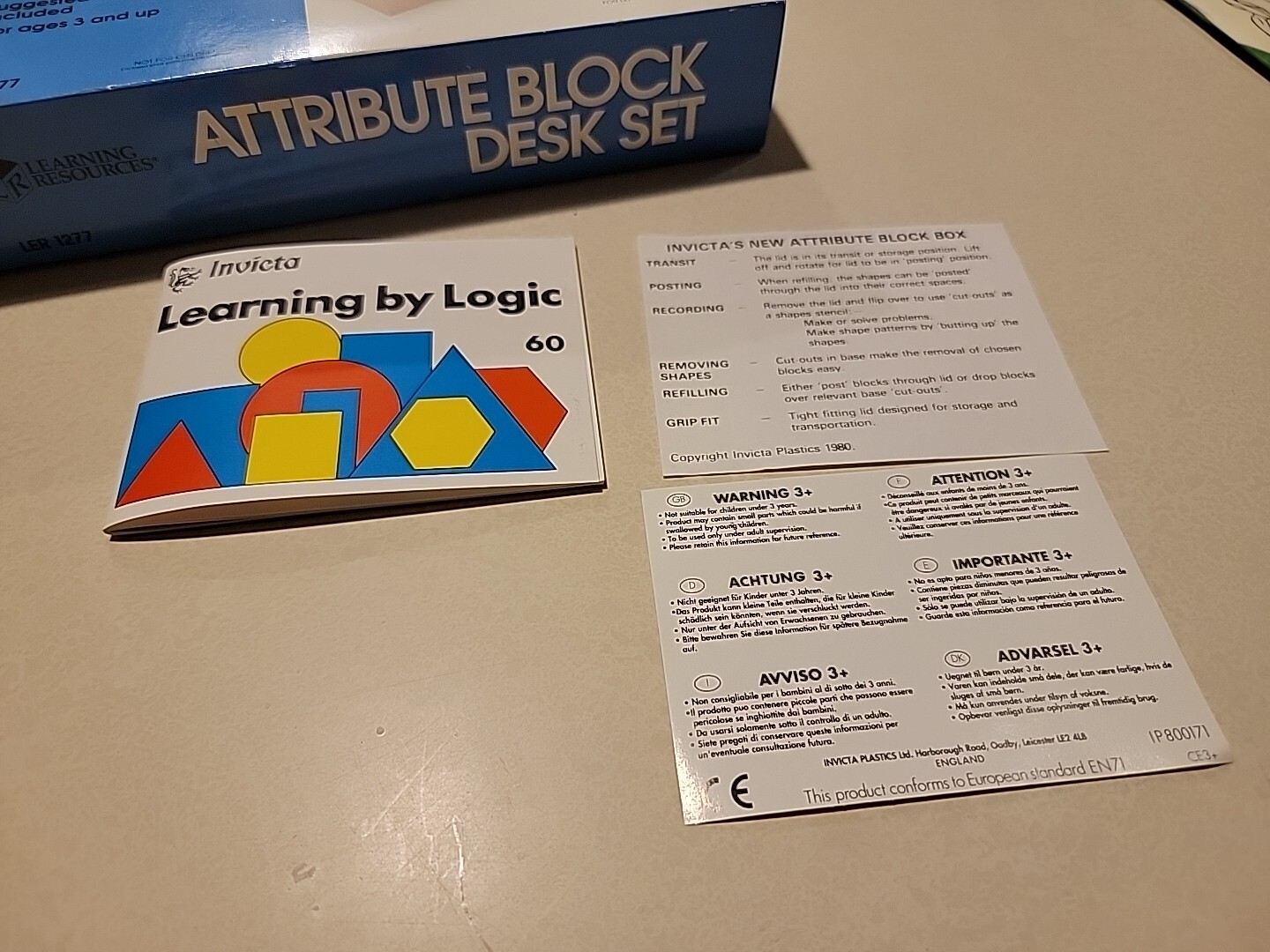 Learning Resources Attribute Block Desk Set 60pc Made In England By Invicta