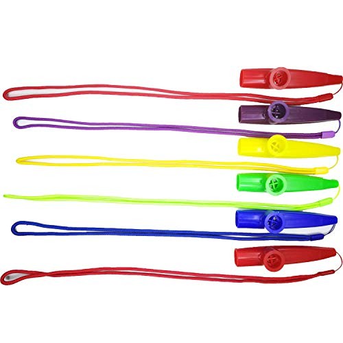 6Pcs Plastic Kazoos With Lanyards,Musical Instruments,Good Gift for Kids,A