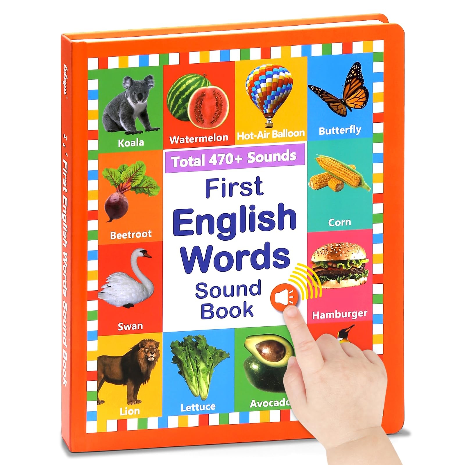 Arnbz My First English Words Sound Book Toy, 9.7*11.6in, 470+