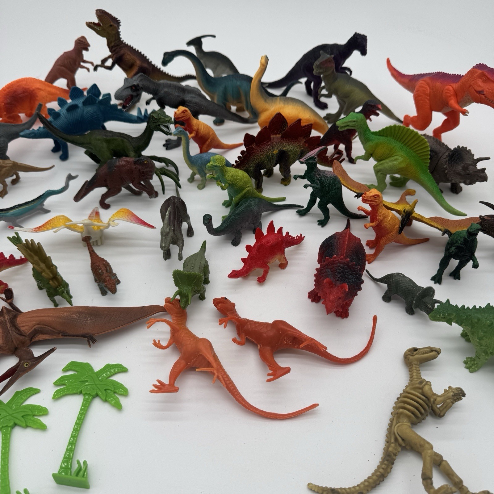 50+ Pc Dinosaur Toy Lot 48 Dinos 5 Accessories Mixed Brands Vintage