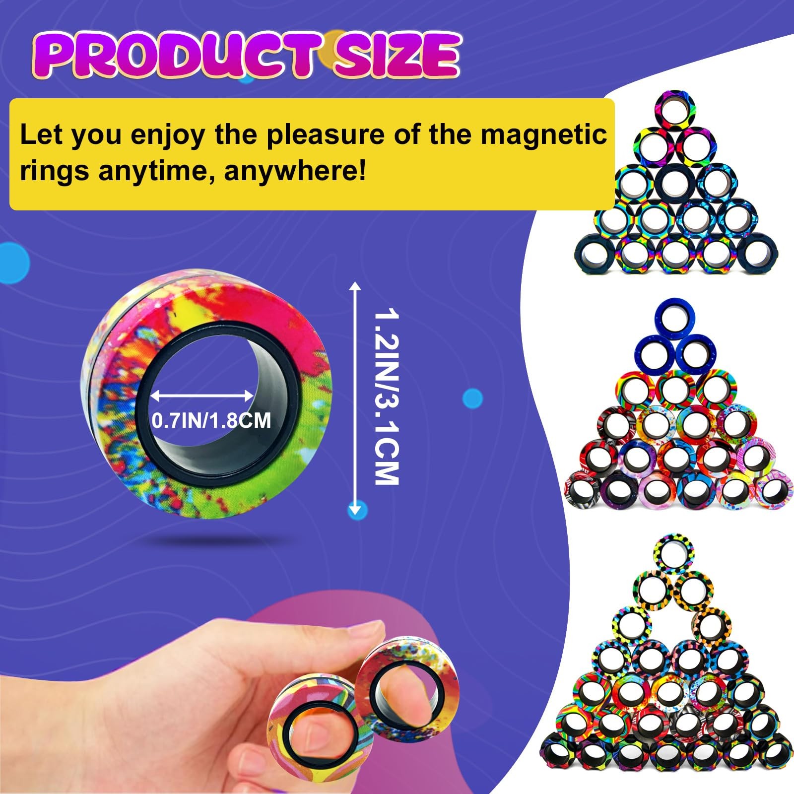 21 Pcs Magnetic Rings Fidget Toys Set Easter Decorations Basket Stuffers for Kid
