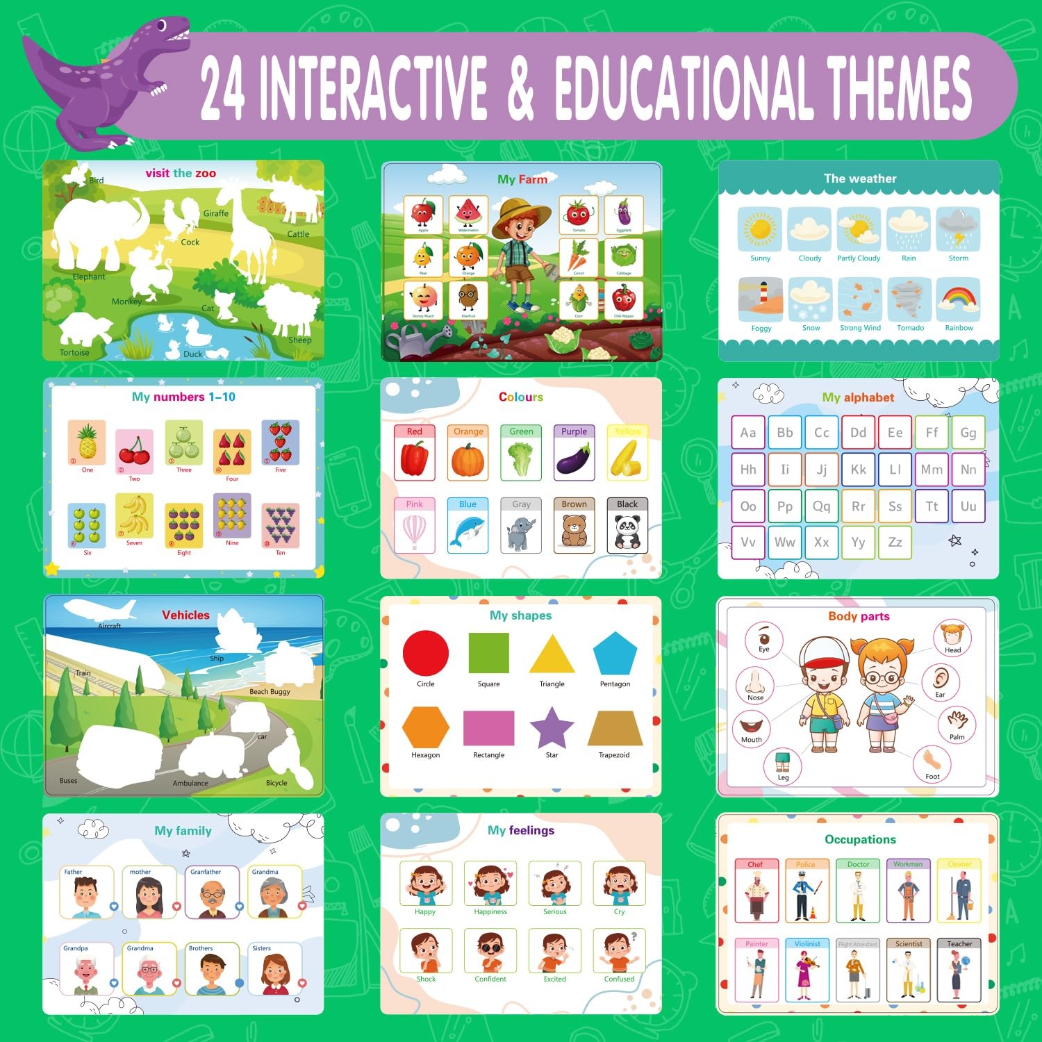 NASHRIO Montessori 24 Themes Busy Book for Toddlers 3-5, 8″ x 11″, Yellow