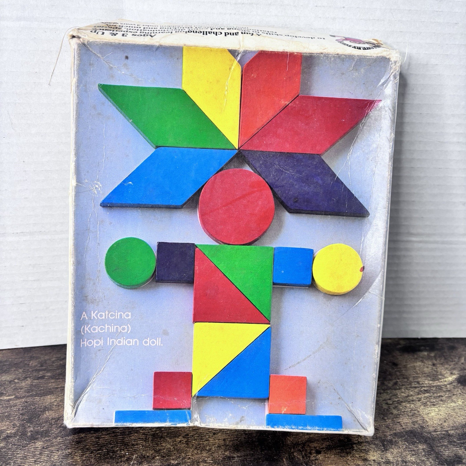 Vintage Design Discovery Toys Educational Wood Tangrams Complete- Retro 80’s