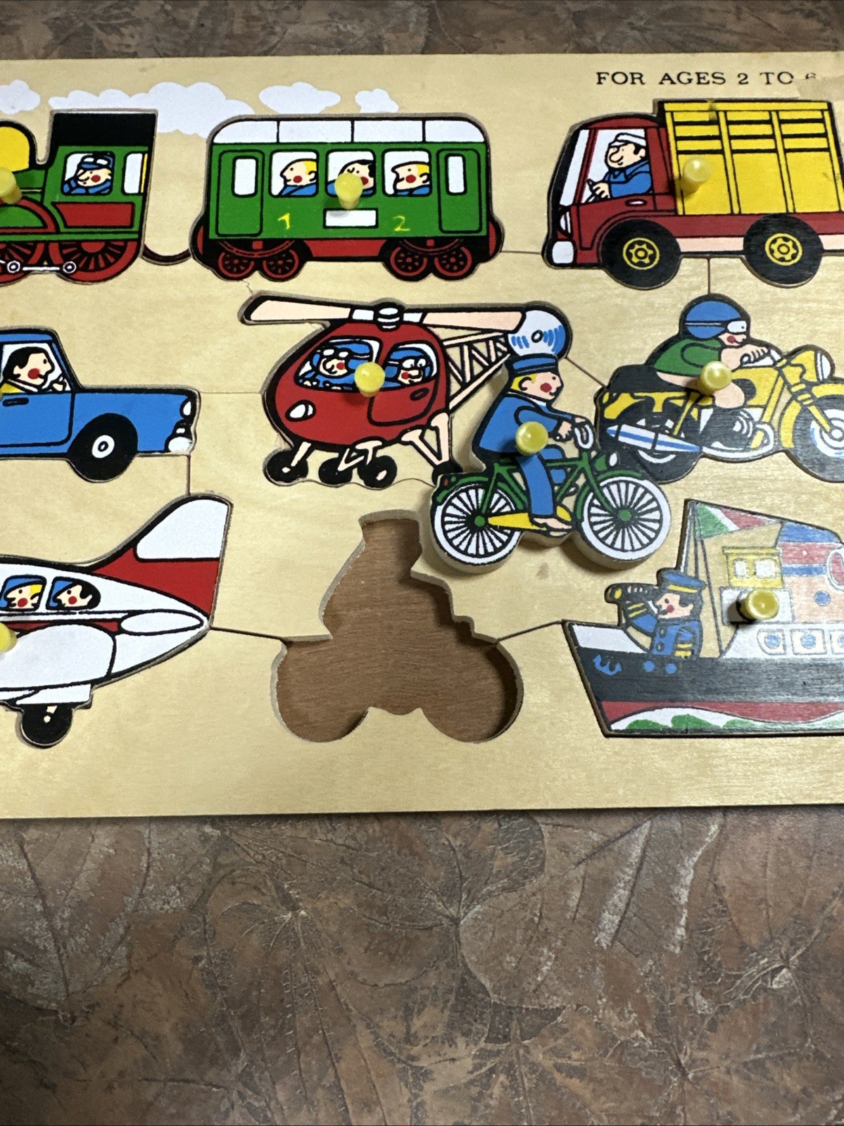 Transportation 9 Piece Wood Puzzle Ages 2 to 6 Educational Learning Toy for Boys
