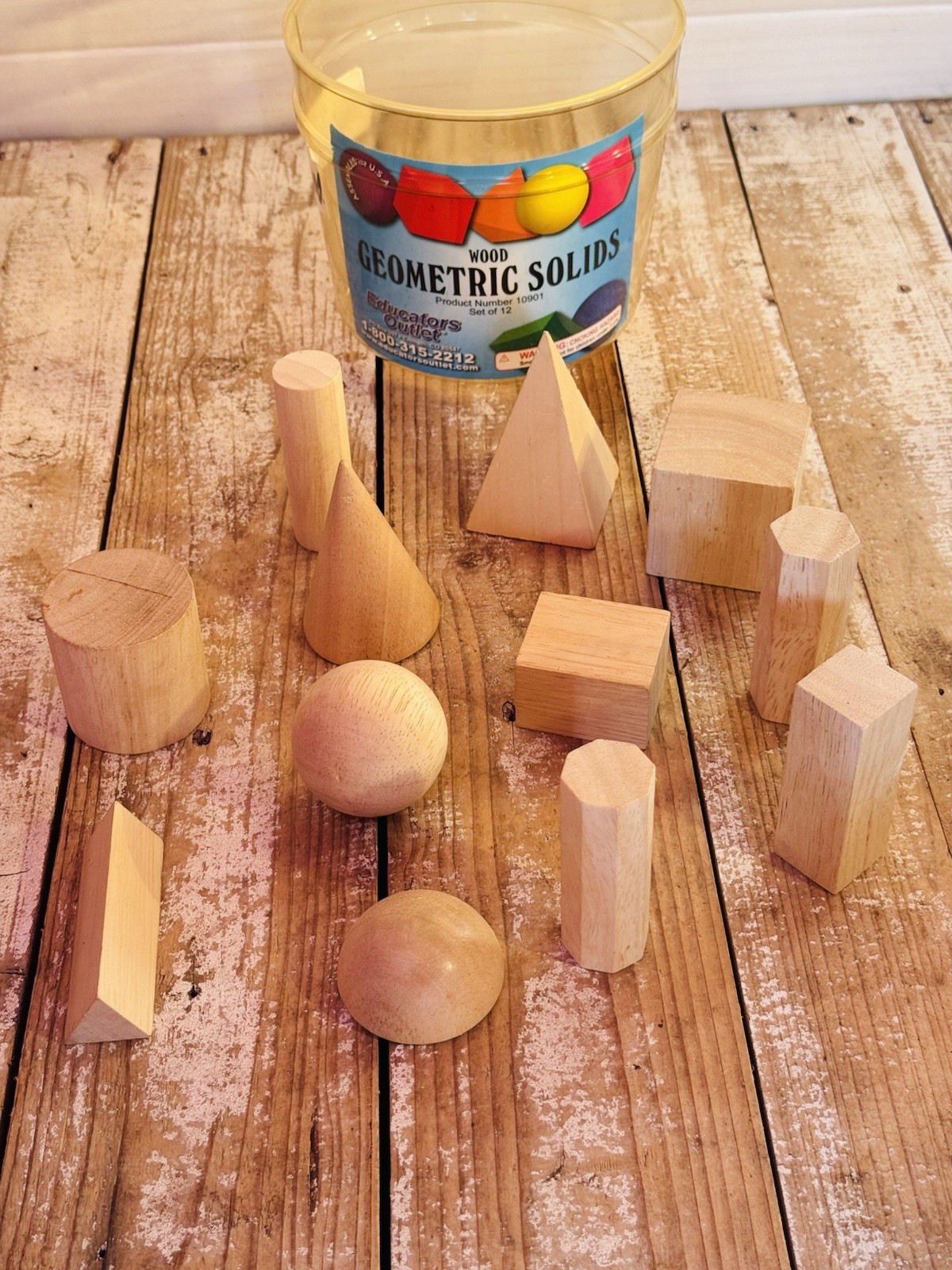 3 Sets Of Wooden Geometric 3D Solid Shapes Montessori 36 Total Pieces EUC
