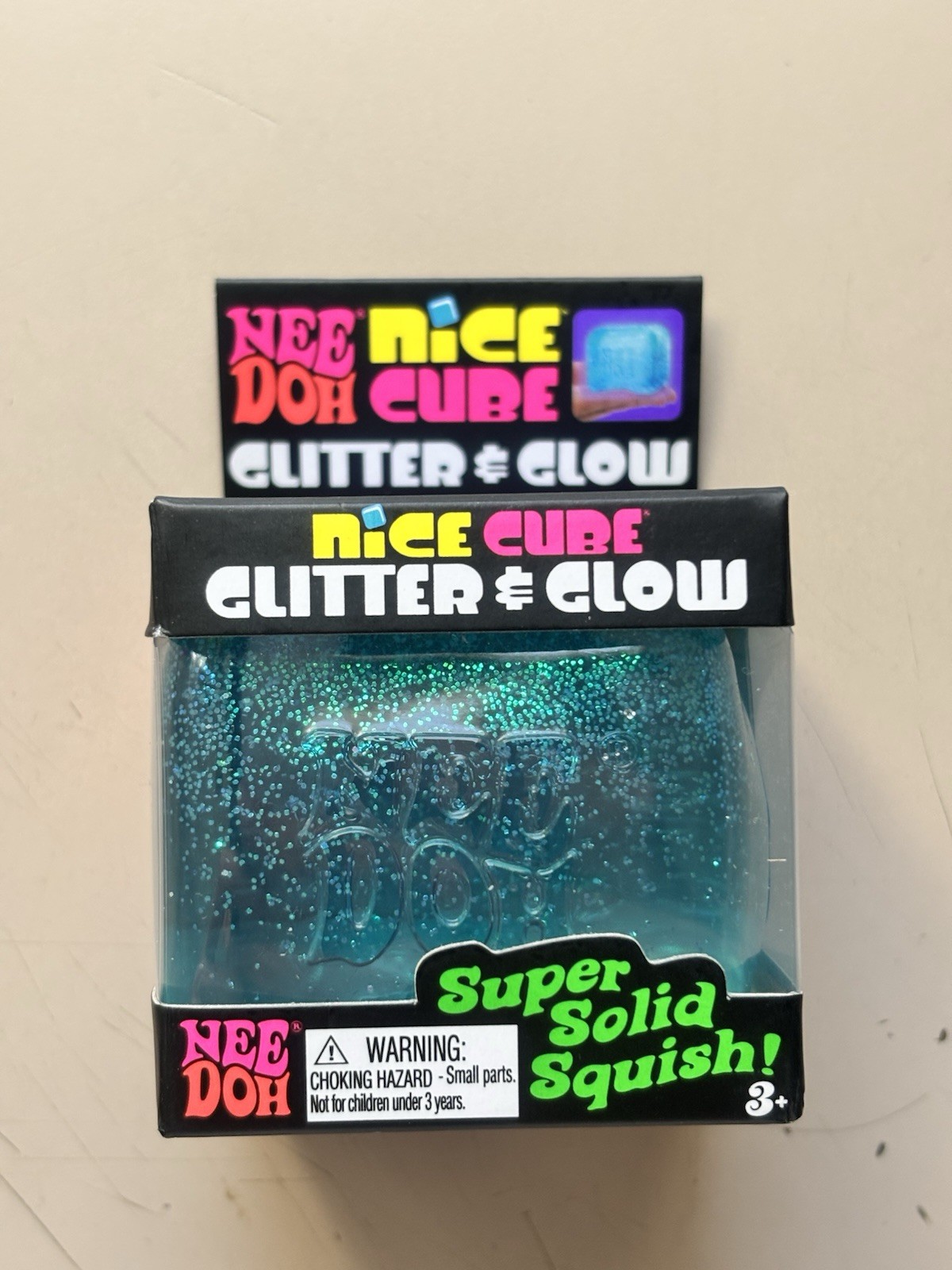 Nee Doh Glitter & Glow Blue Nice Cube -Fast delivery