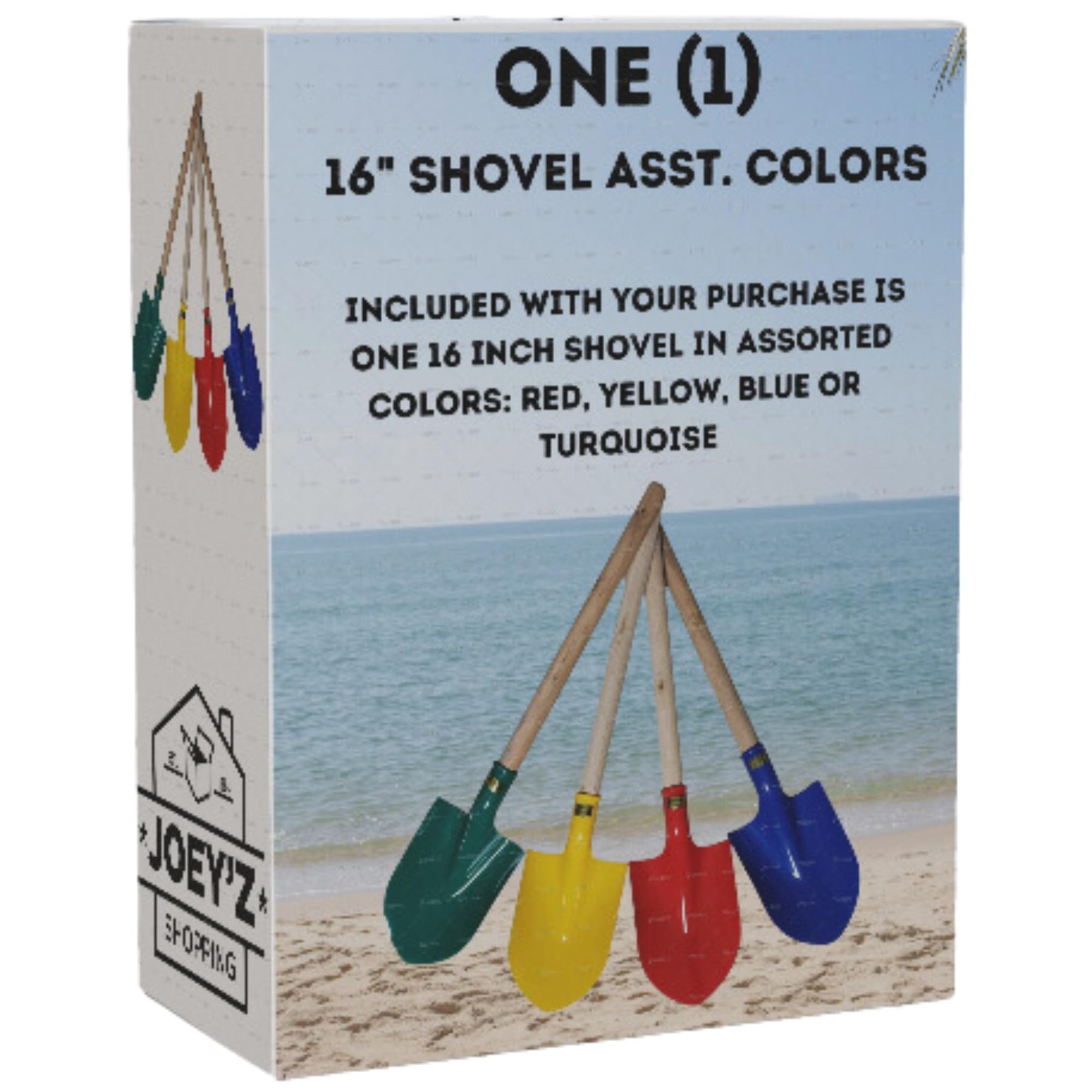 Single 16″ Shovel – with Handle, Assorted Colors –