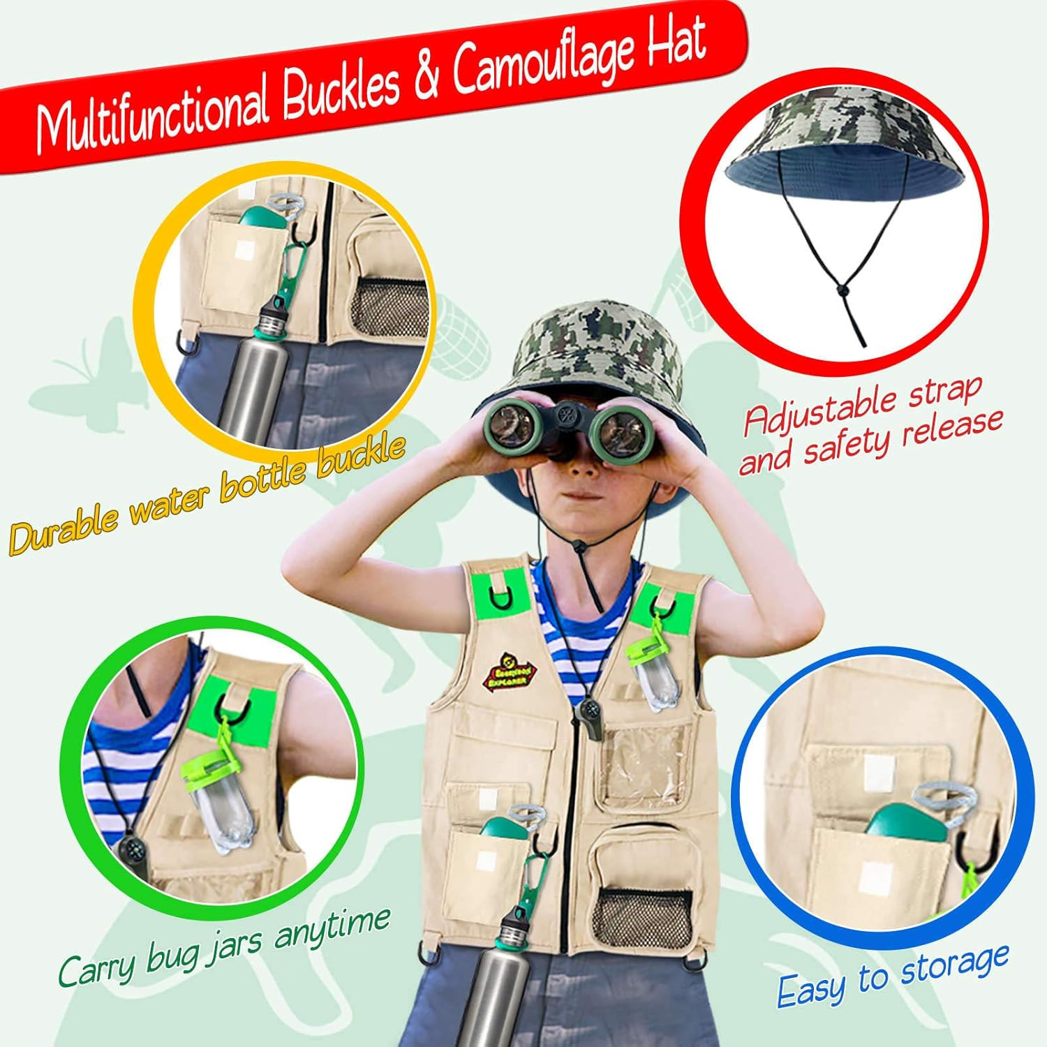 ESSENSON Outdoor Explorer Kit & Bug Catcher Kit with Vest, Outdoor Toy Gift for