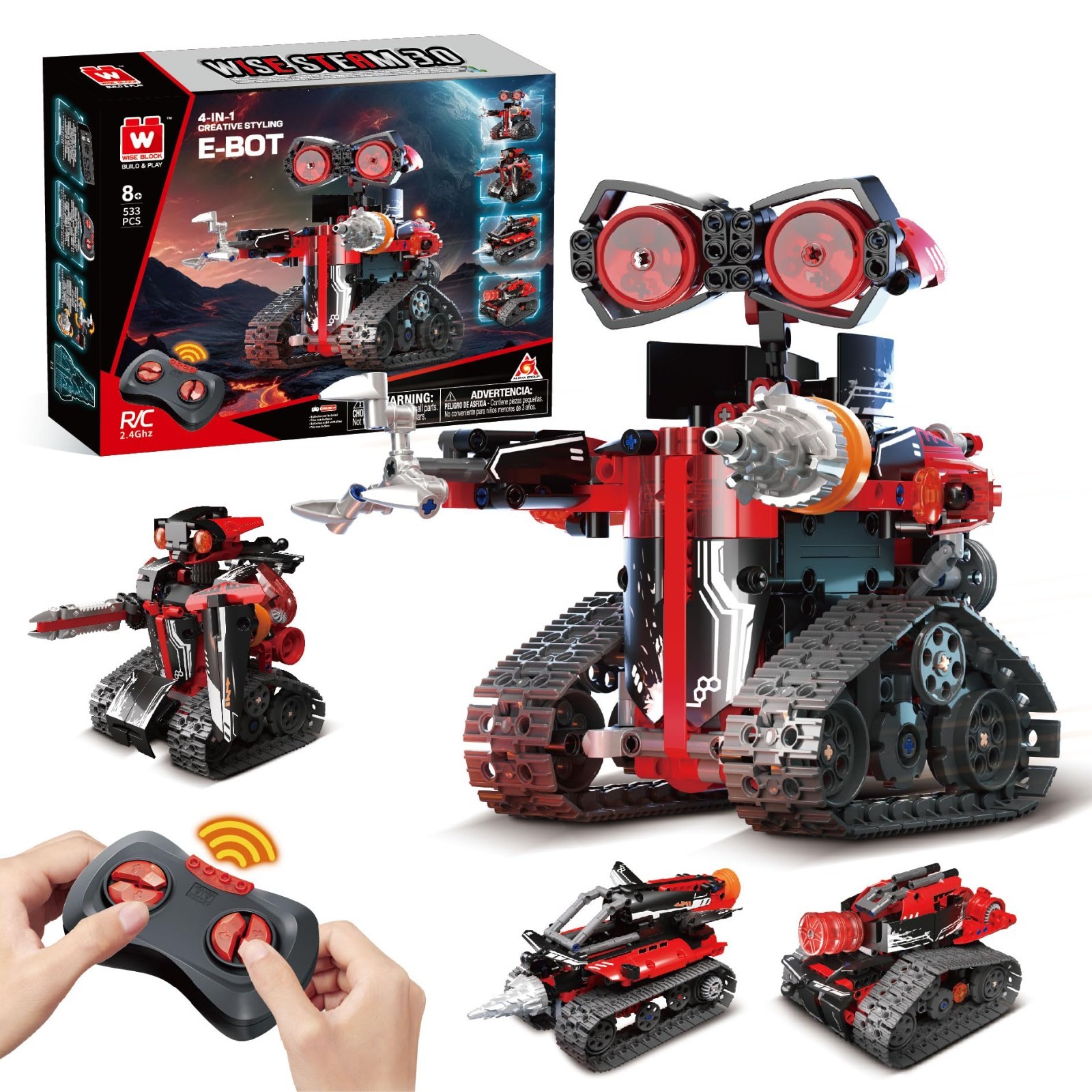 STEM Robot Building Kit for Kids 8-12, 533 Pcs Erector Set, DIY RC Toy, Educatio