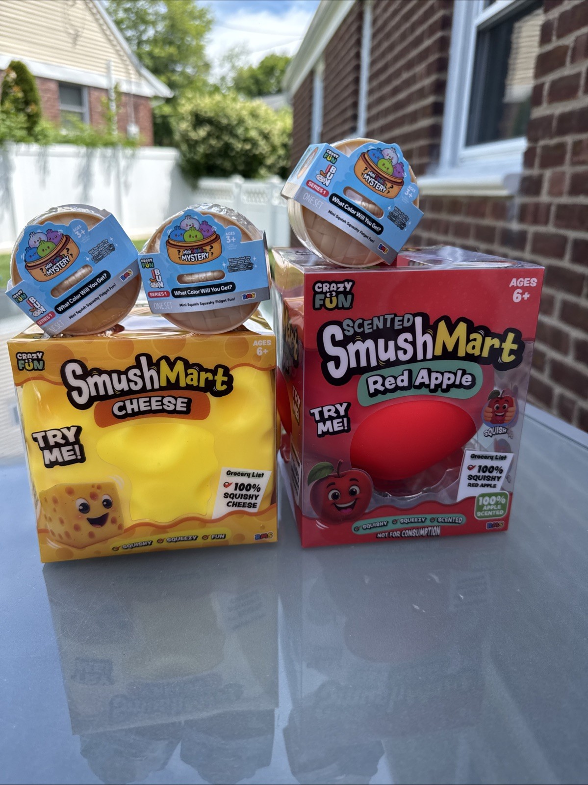 Crazy Fun SmushMart Scented Red Apple, Smush Cheese, 3 Mini Dumpling Squishy Lot