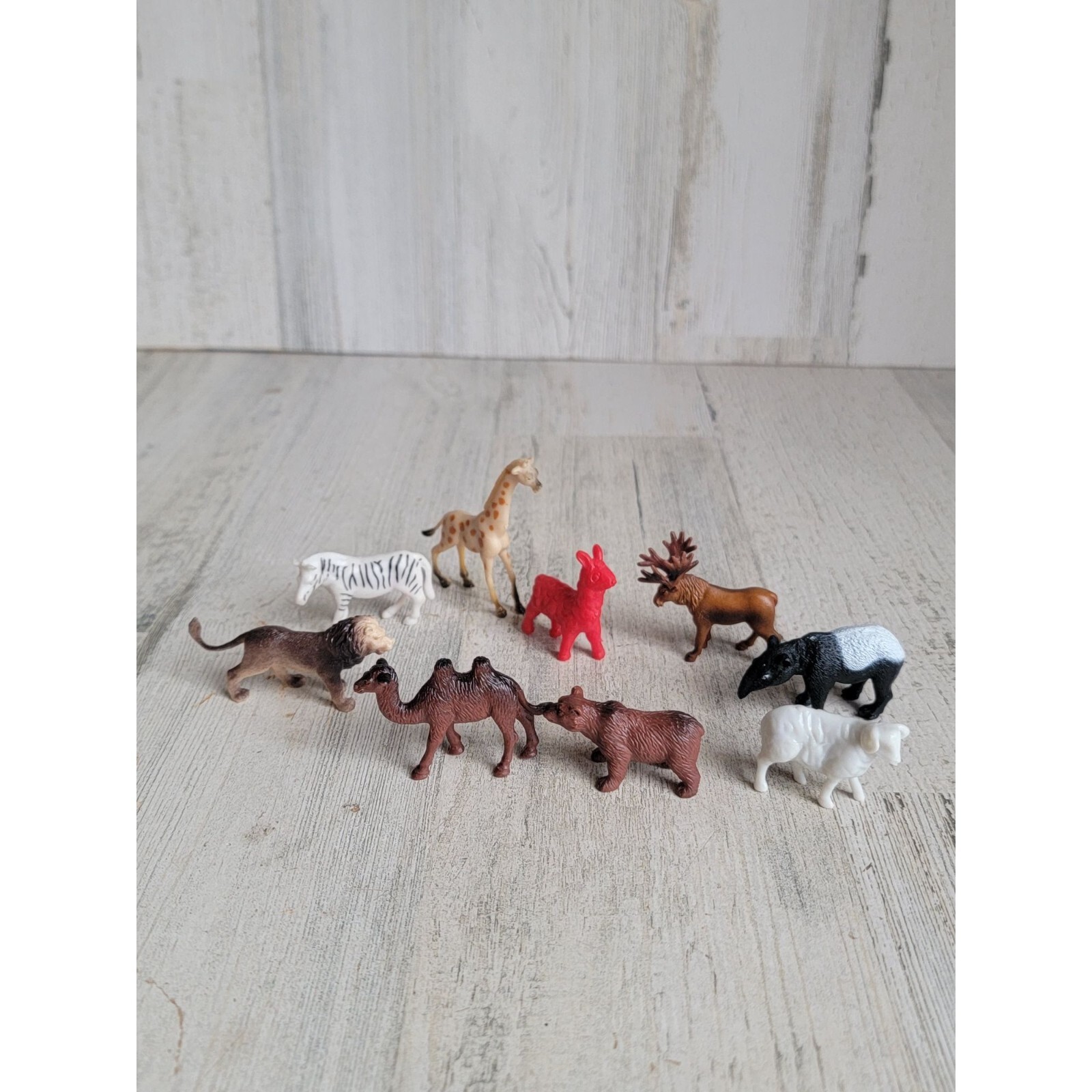 Zoo animal mini toy set giraffe lion anteater moose