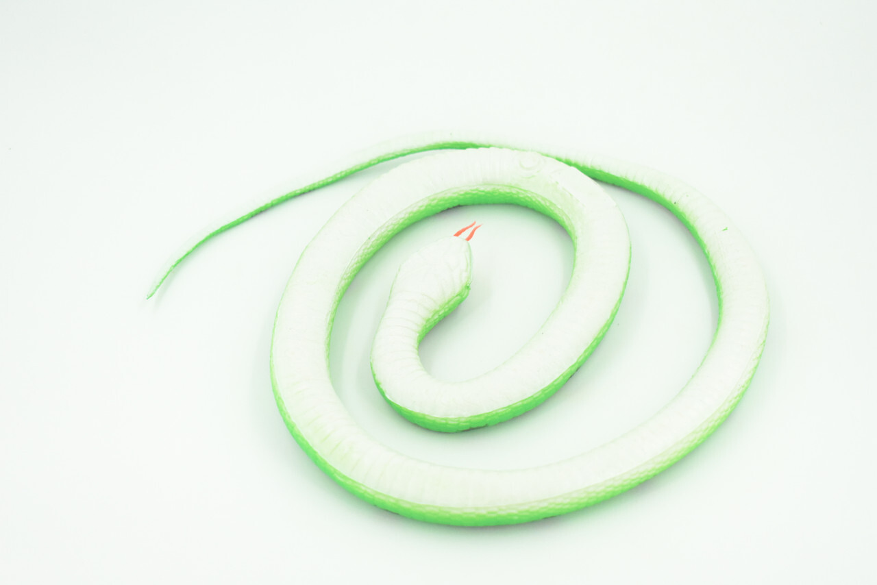 Green Garden Snake, Rubber Snake, Bendy Toy, Realistic, Gag Gift, 42″ WR28 BB316