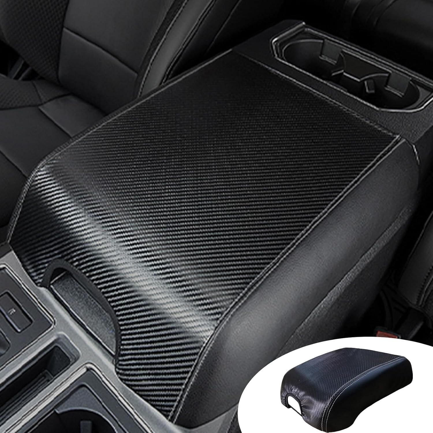Pincuttee Center Console Cover for 15-21 Ford F150 F250 F350 F450,Carbon Fiber
