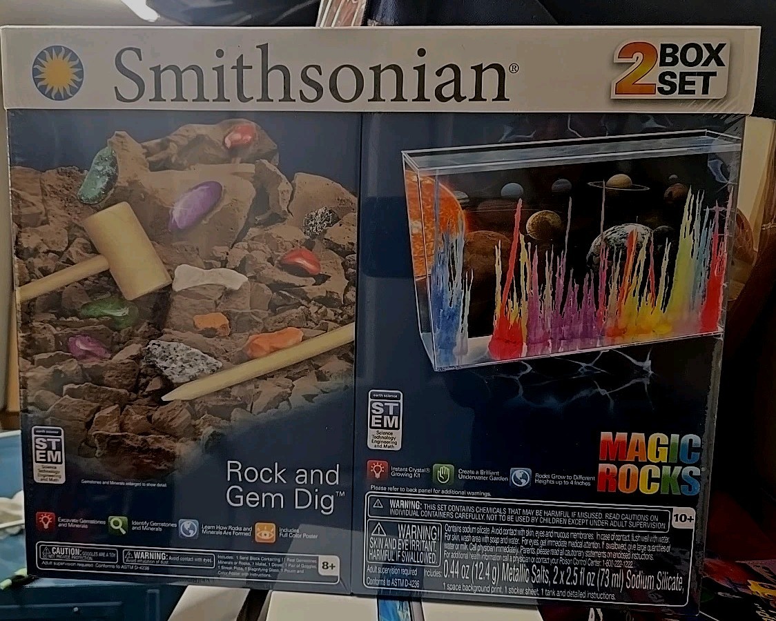 Smithsonian STEM Activity Kits 2 Box Set Magic Rocks + Rock & Gem Dig New Sealed