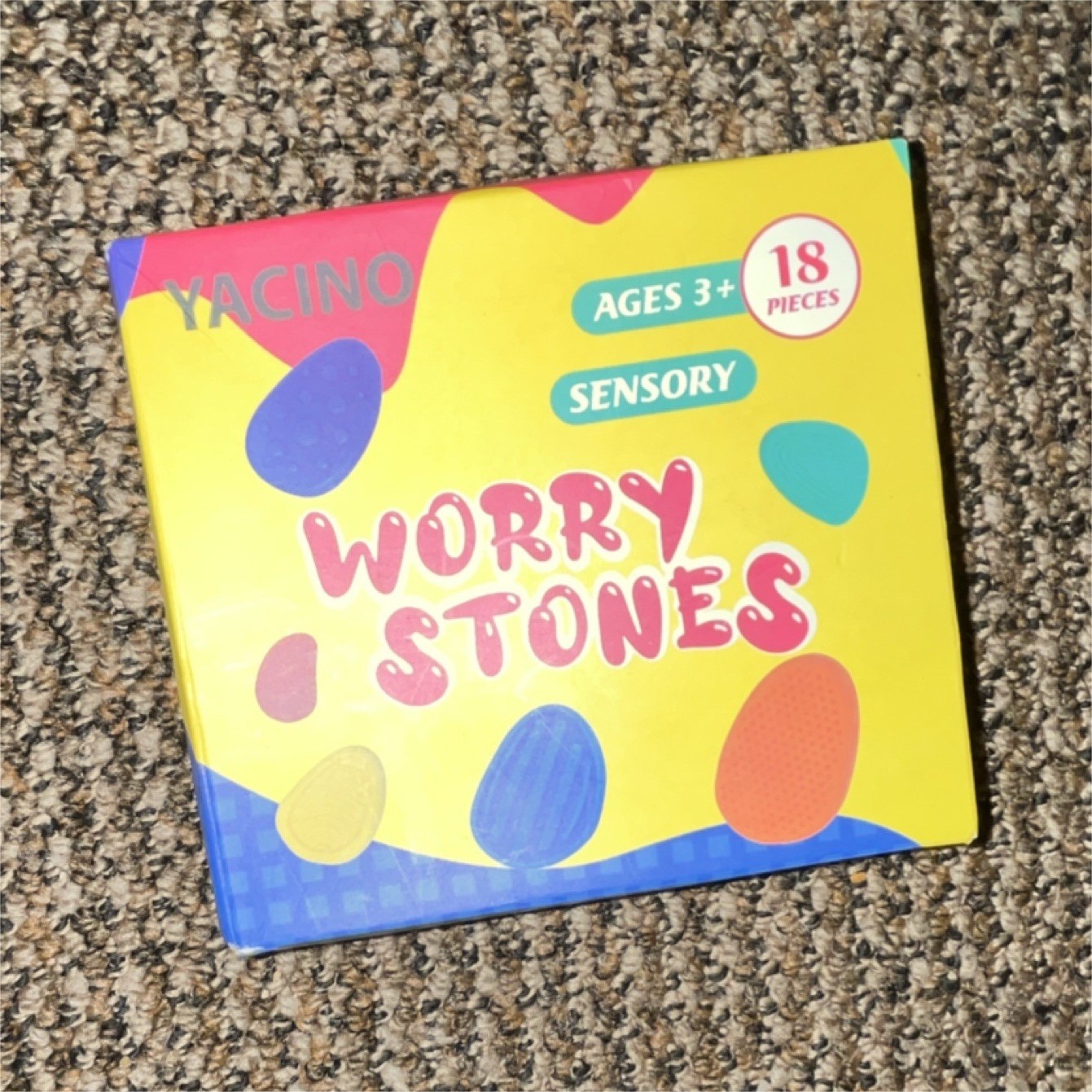 Yacino Tactile Sensory Worry Stones 18-Piece Set, Ages 3+