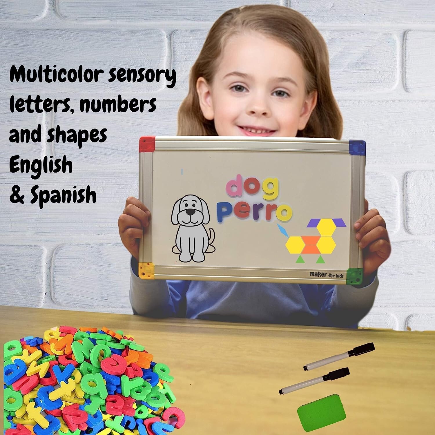 MAKER FOR KIDS 291Pcs ABC Magnets Board Magnetic Letters Numbers and Shapes