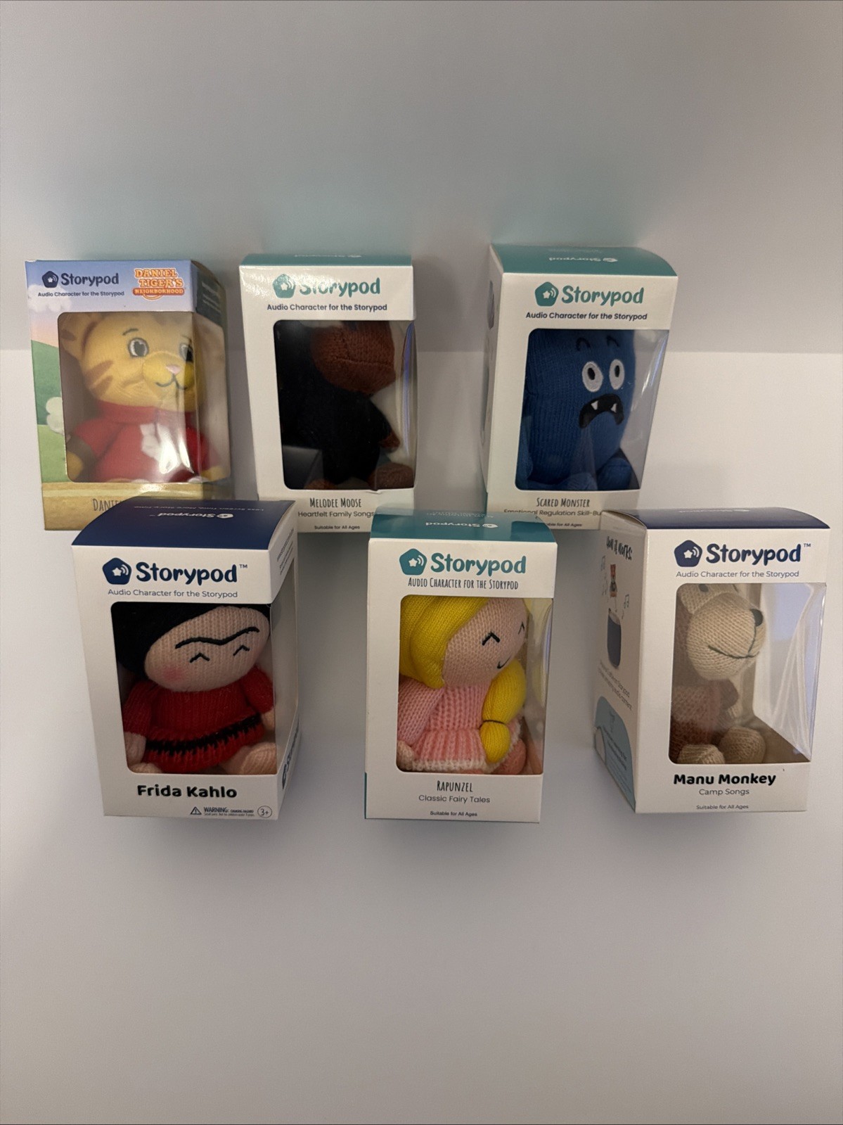 NIB Storypod Crafties Lot (6) Daniel Tiger, Frida, Rapunzel Monster Moose Monkey