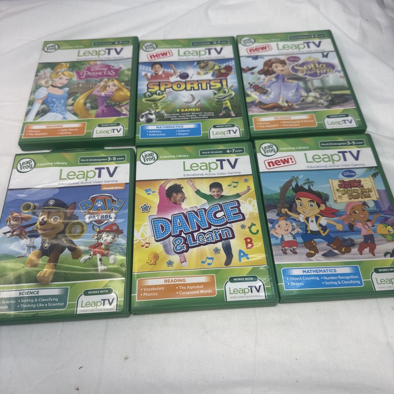 Lot Of 6 Leap Frog Tv Educational Gaming Games All Complete In Cases And Working