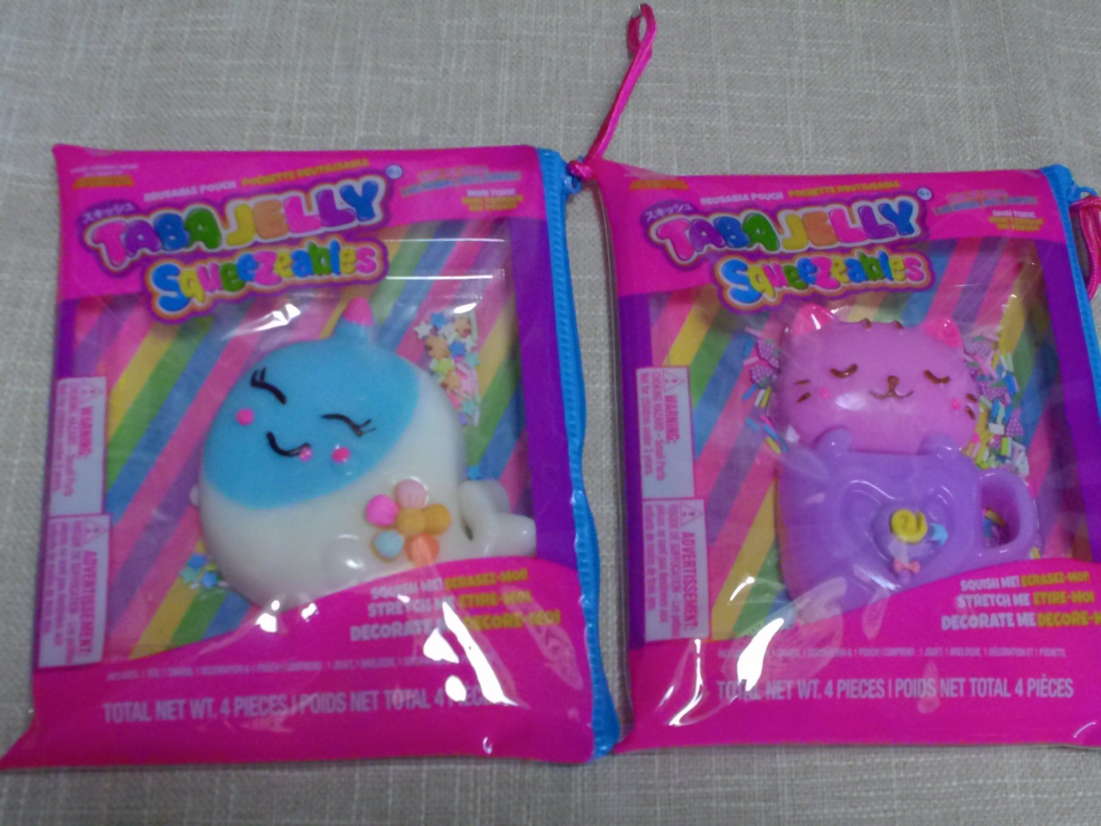 2 Taba Jelly Squeezeables FISH AND CAT Squishy, SCENTED Squeeze Toy
