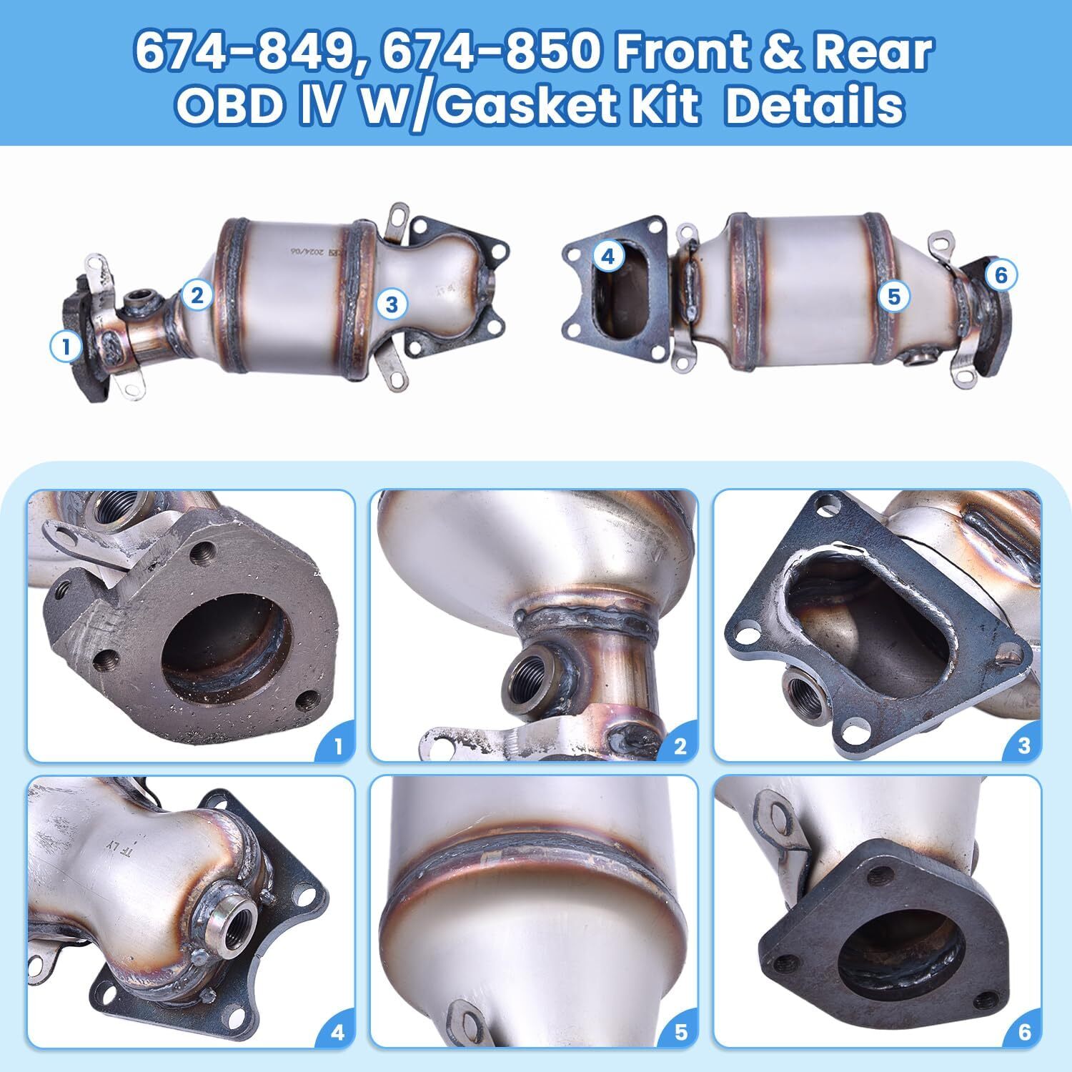 674-850 674-849 Front & Rear Catalytic Converter with Bolts Gasket fit for Acura