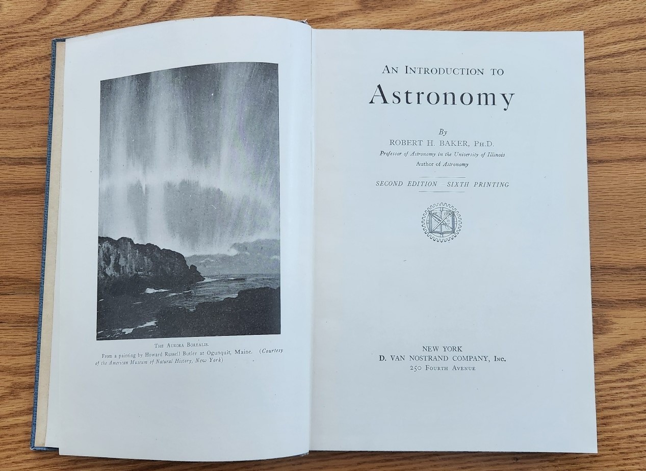 Introduction to Astronomy by Robert H. Baker 1940 2nd Edition 6th Printing