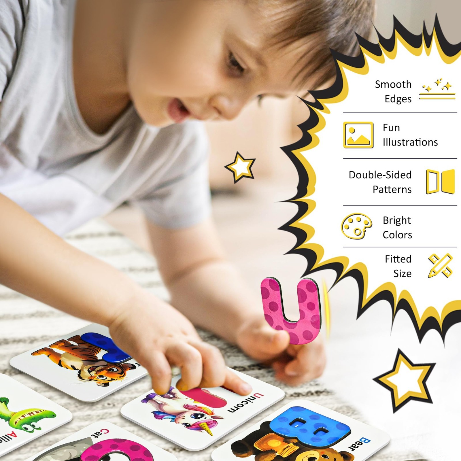 Magnetic Alphabet & Number Flash Cards Set – Montessori Puzzle Games for Kids 3-