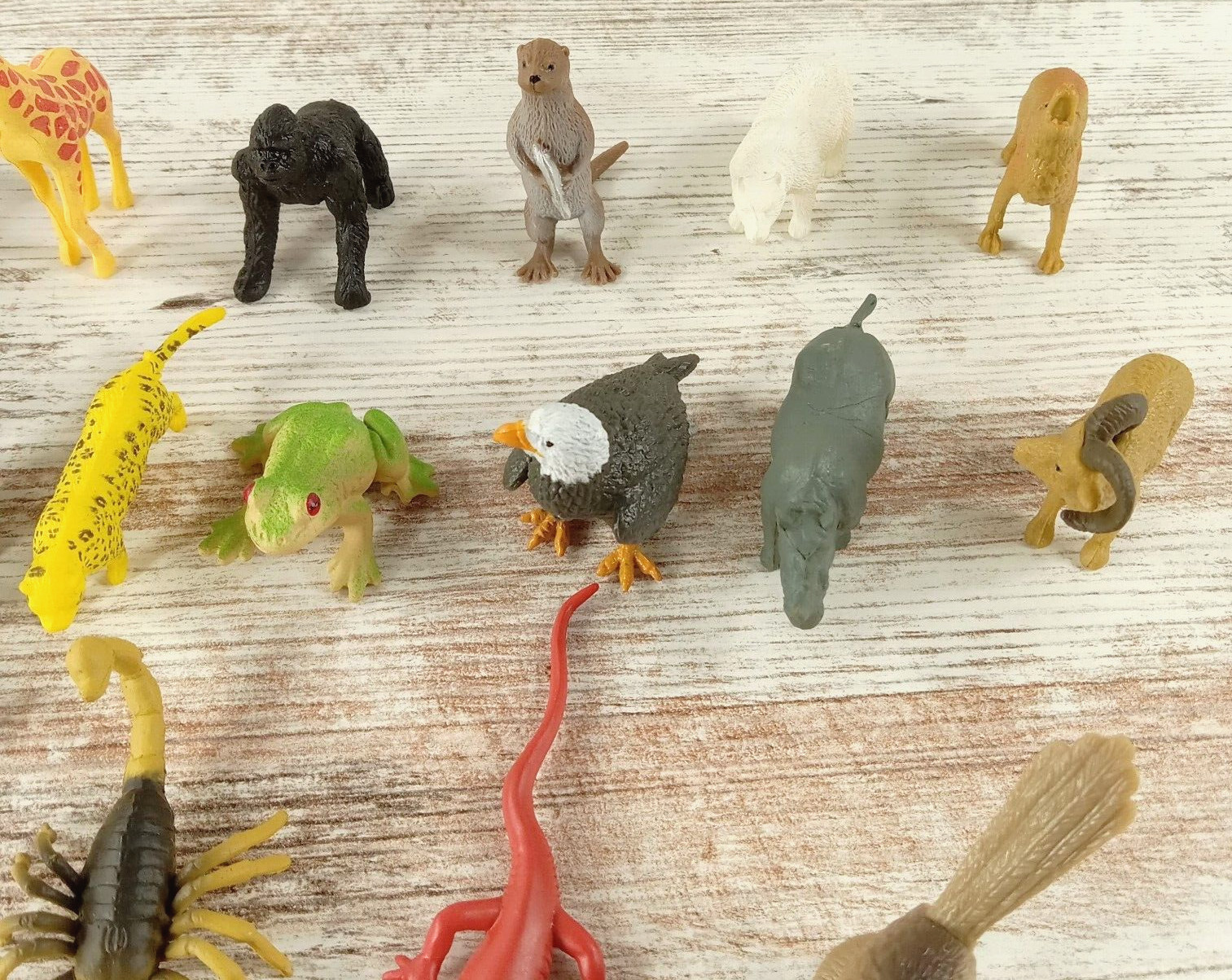Lot of 22 Plastic Toy Animals Figures Figurines Giraffe Elephant Bald Eagle