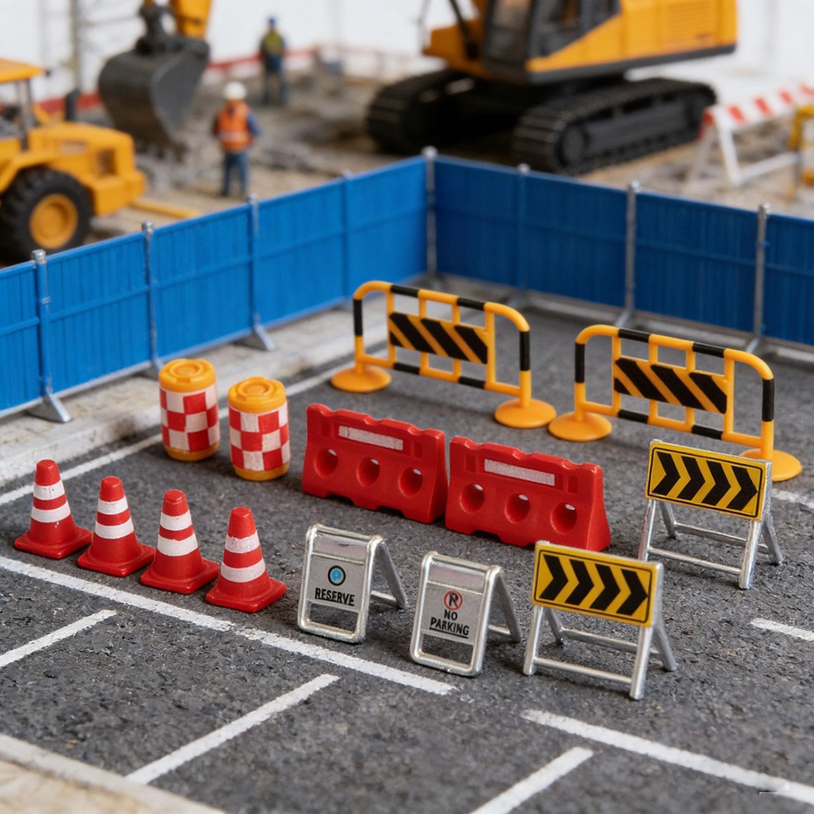 14x Miniature Traffic Road Signs Models Mini Construction Toys Gift Plaything
