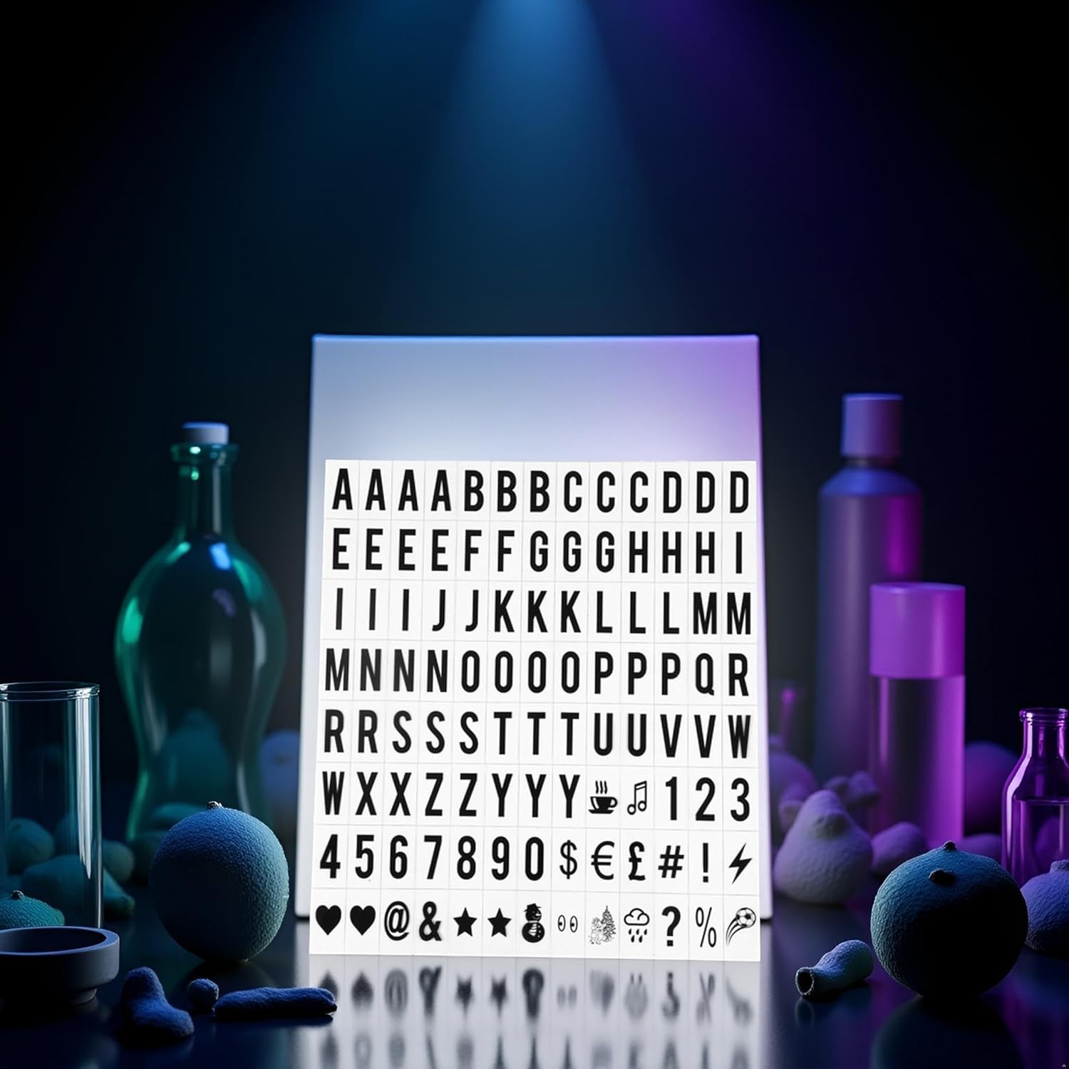 Cinematic Lightbox Customization Set: 4 Durable Black Plastic Letters & Symbols