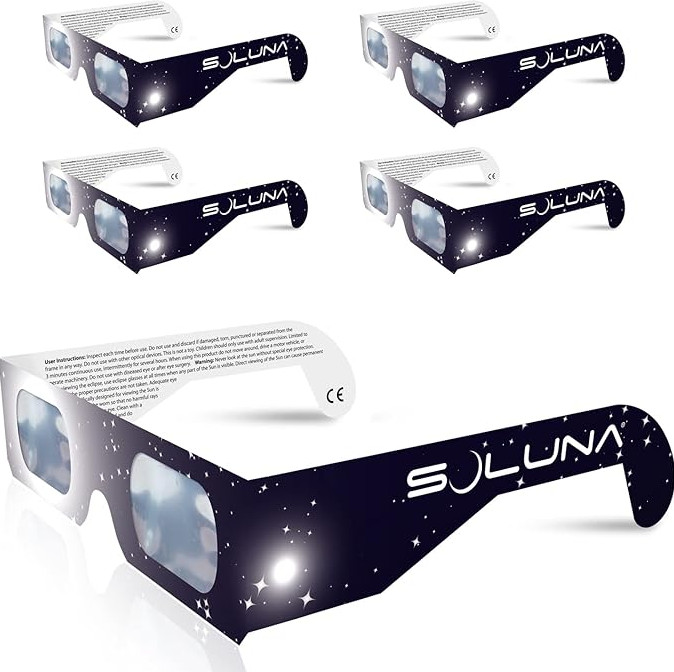Solar Eclipse Glasses AAS Approved 2024 CE ISO Certified Safe Sun Viewing 5 Pack