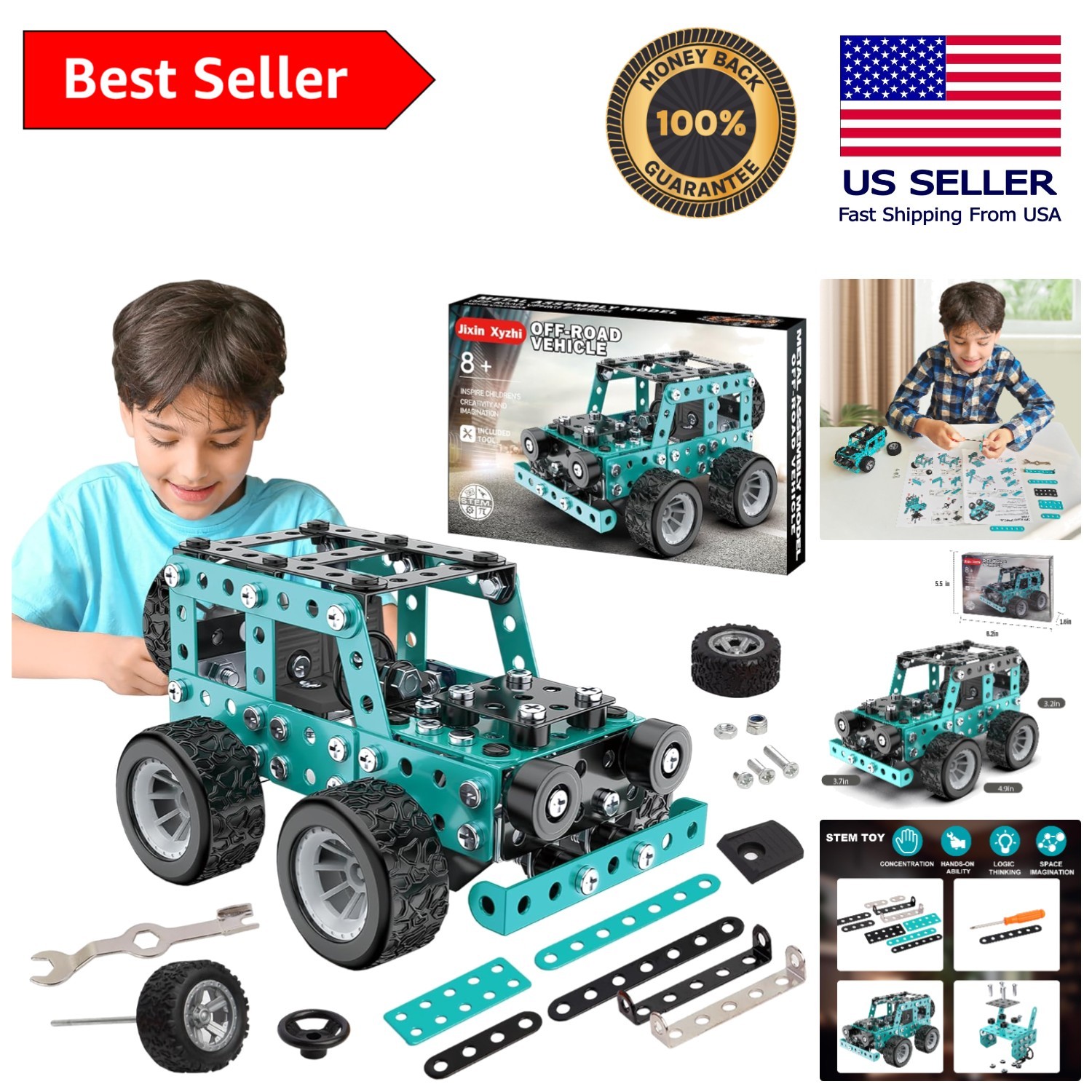 Build Your Own Off-Road Vehicle – 194-Piece Metal Engineering Kit for Kids