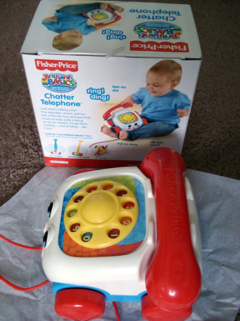 FISHER PRICE,BABY & TODDLER CHATTER TELEPHONE,PUSH,PULL TOY,EYES MOVE,WHEELS,NEW