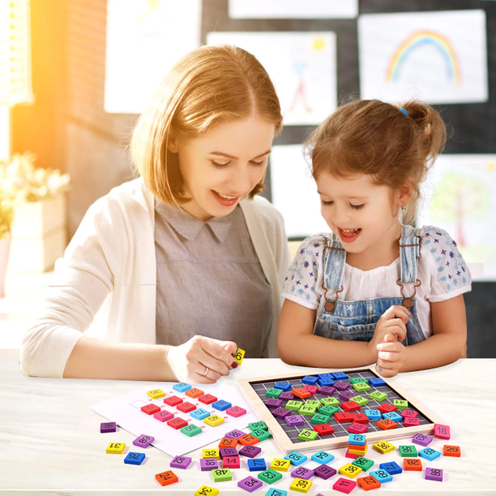 Wooden Montessori Math Counting Hundred Board Toys, 1-100 Consecutive Numbers.