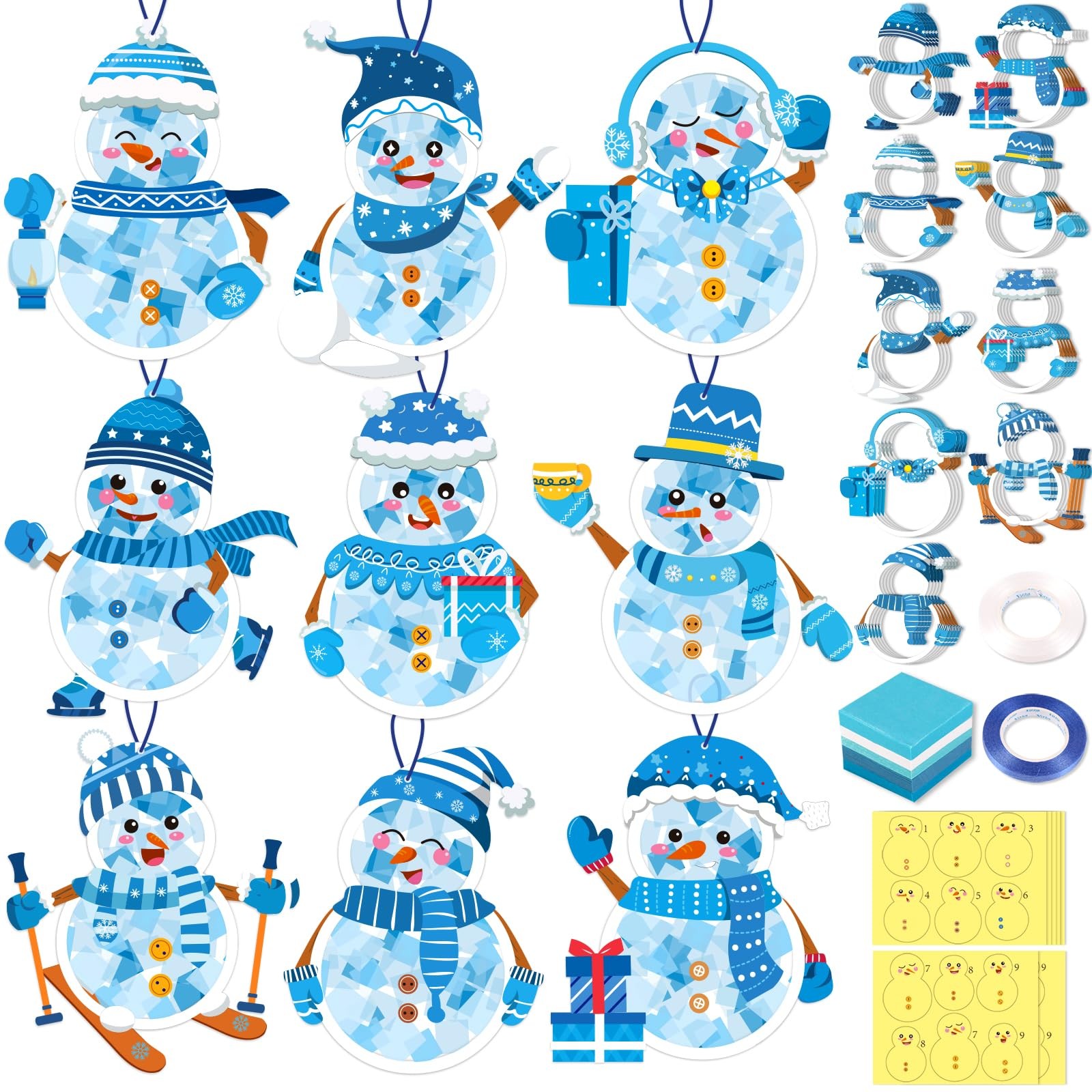 Renbuzhu 42PCS Winter Crafts Bulk: Snowman Paper 0.5 inches, multi-color
