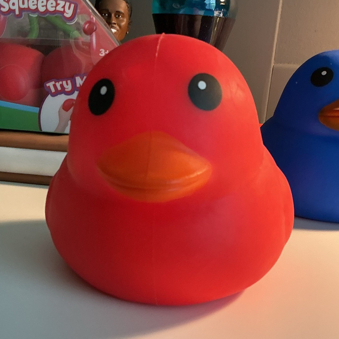 Red Duck Tactile Squeeze Toy Red/Orange/Black Age Level 3-4 Years