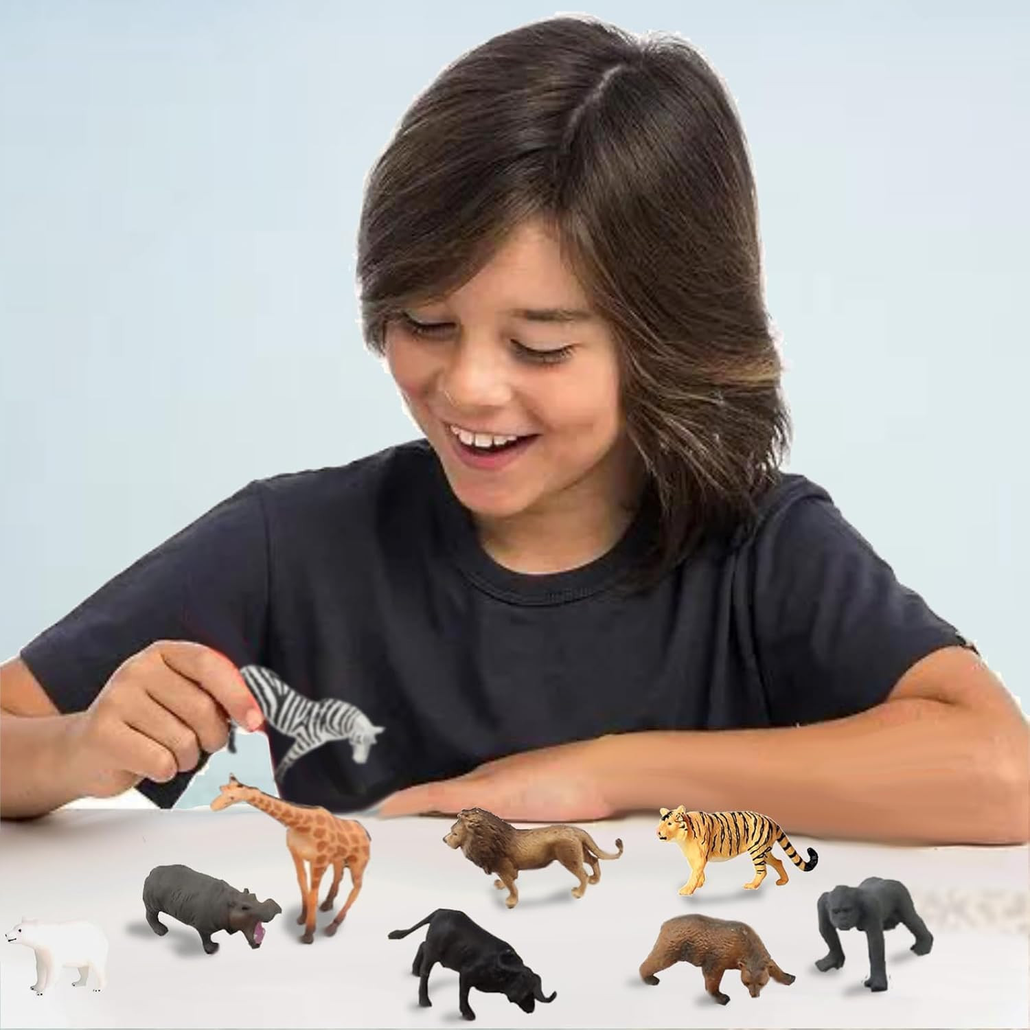 12 Pcs Mini Safari Animals Figures Toys, Realistic Jungle Zoo Animal Figurines C