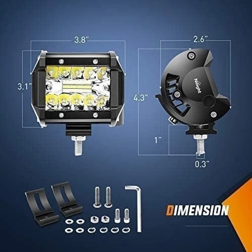 2 Pcs 4 Inch 60W Led Pods with 2 Inch Tow Hitch Mounting Brackets Backup Reve…