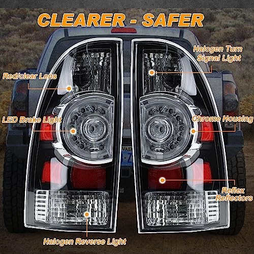 Tail Light Assembly Compatible With 2005-2015 Black Housing with Clear Lens