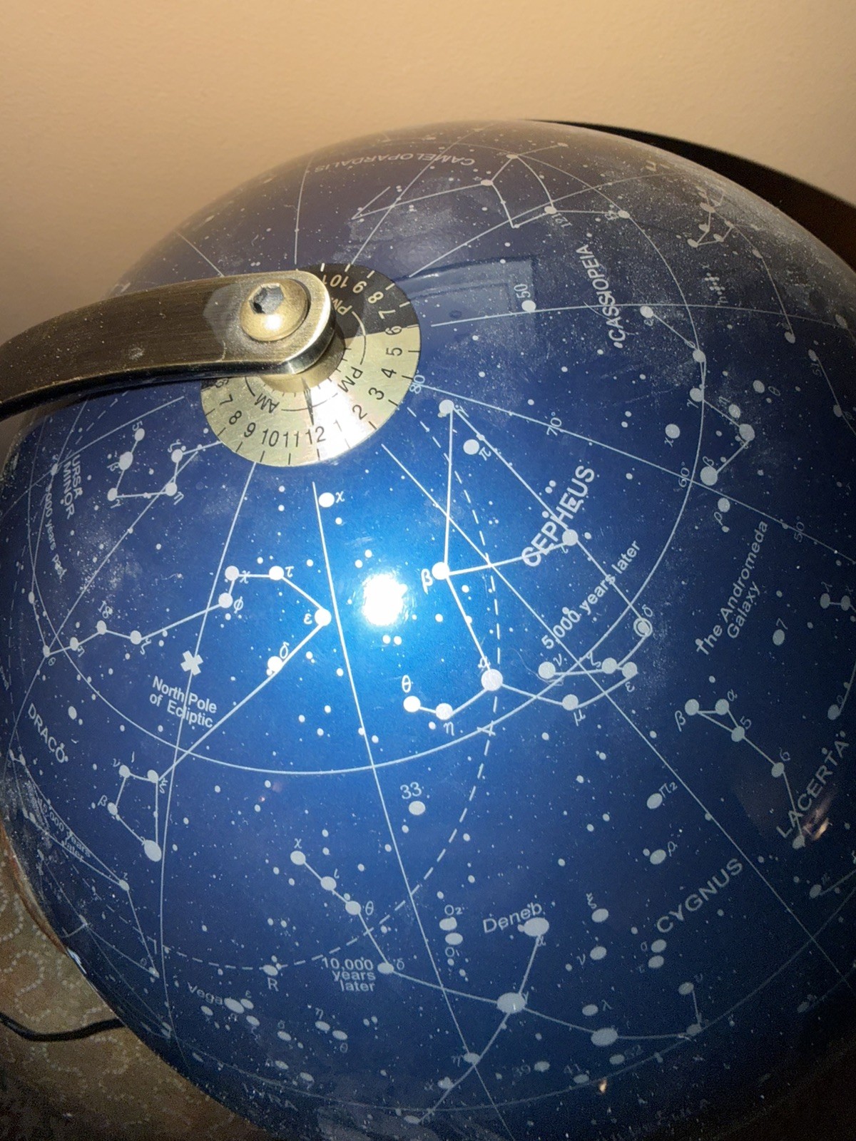 Light Up Celestial Star Map Globe Lamp Rotating Constellation Astronomy Deco EUC