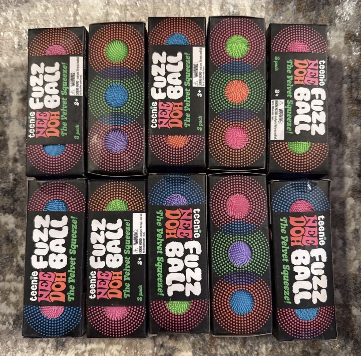 GENUINE NeeDoh Teenie Fuzz Ball 3 Pack Mini Nee Doh Fuzzball Lot Of 10 Random