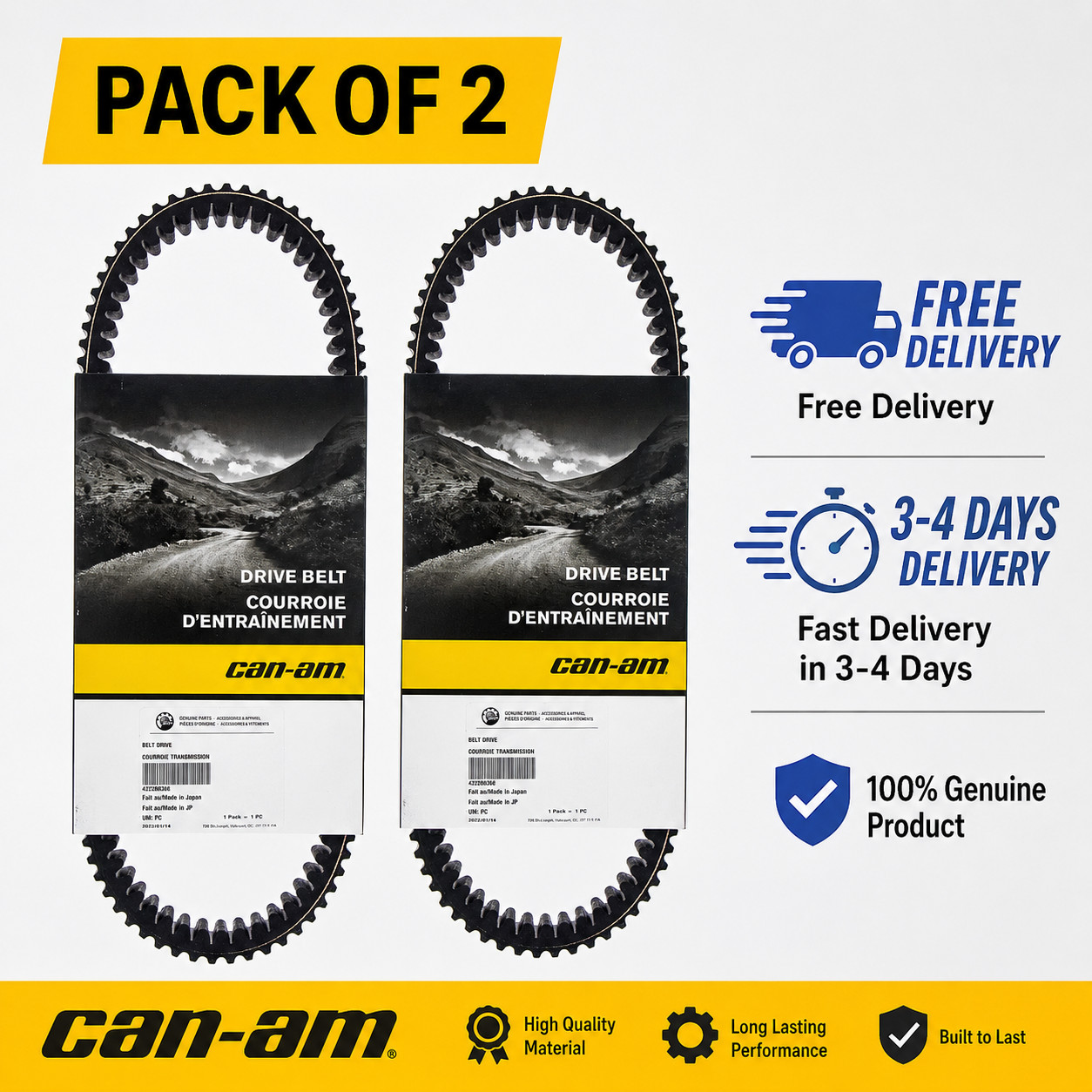 Can-Am OEM Clutch Drive Belt, Pack of 2