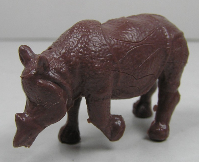 Unbranded Brown Rhinoceros 2″ Long Plastic Animal Toy Figure No COO