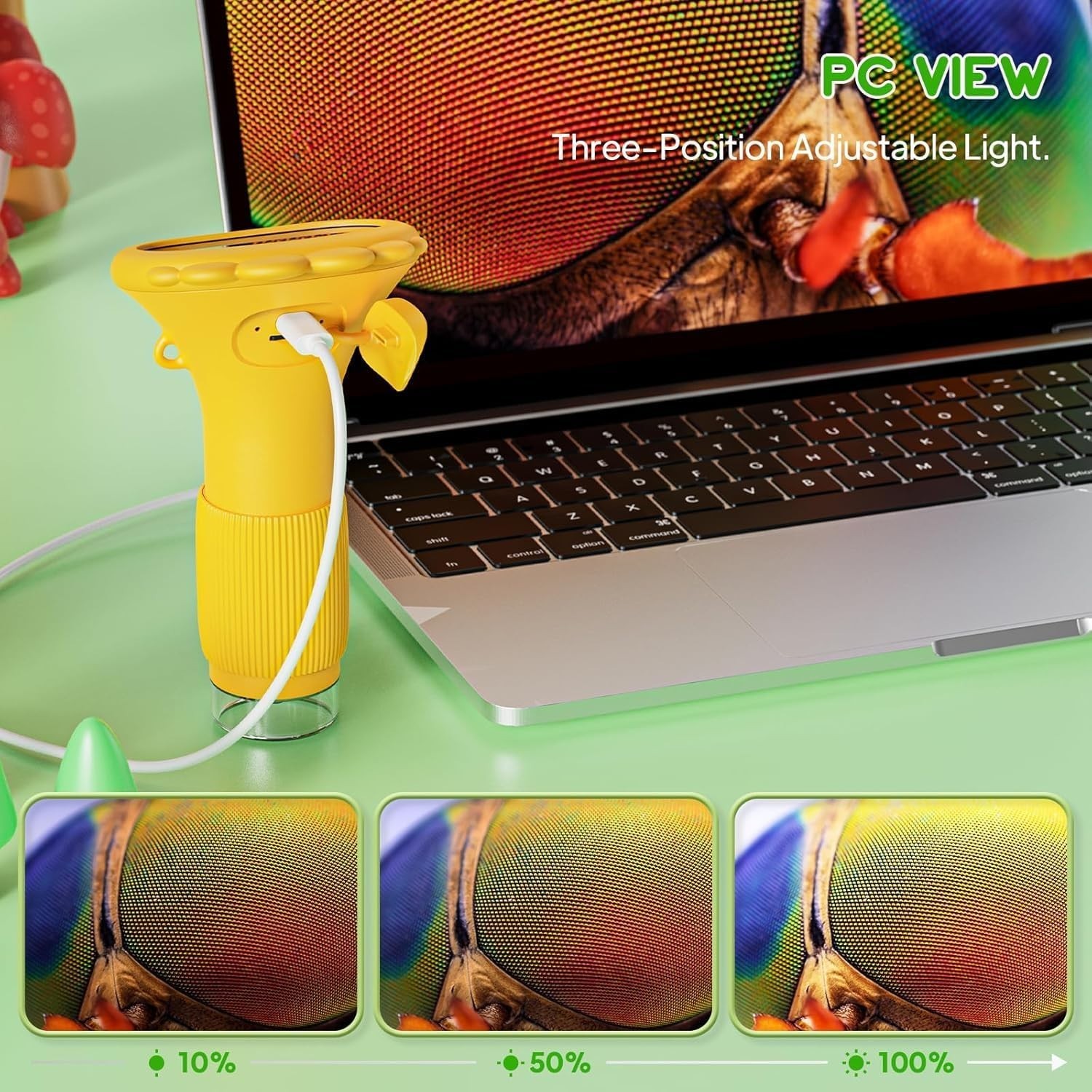 Compact 2» Digital Microscope for Kids – 400 Photo Storage & Easy Carry Design