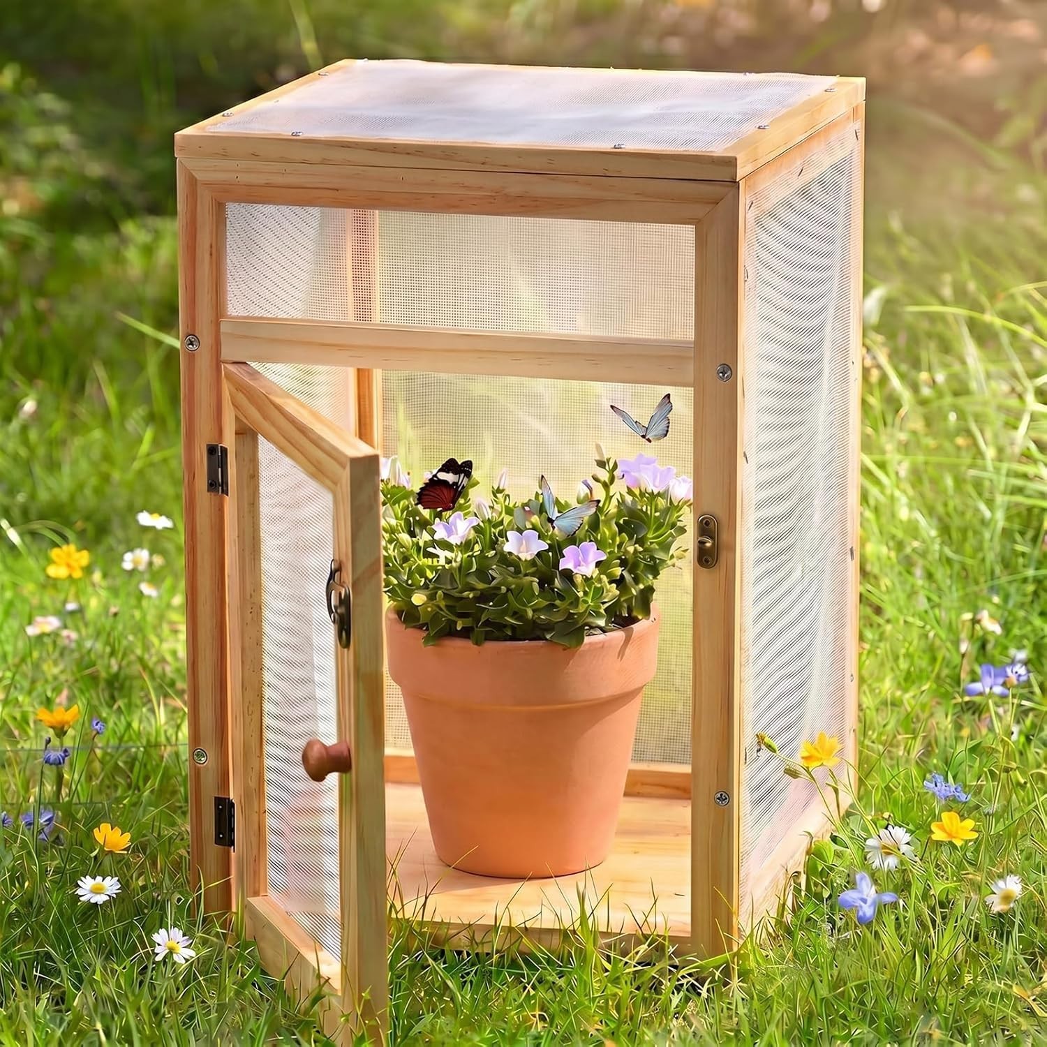 Wooden Butterfly Habitat Cage Kit for Kids – 15.7″ Caterpillar Enclosure