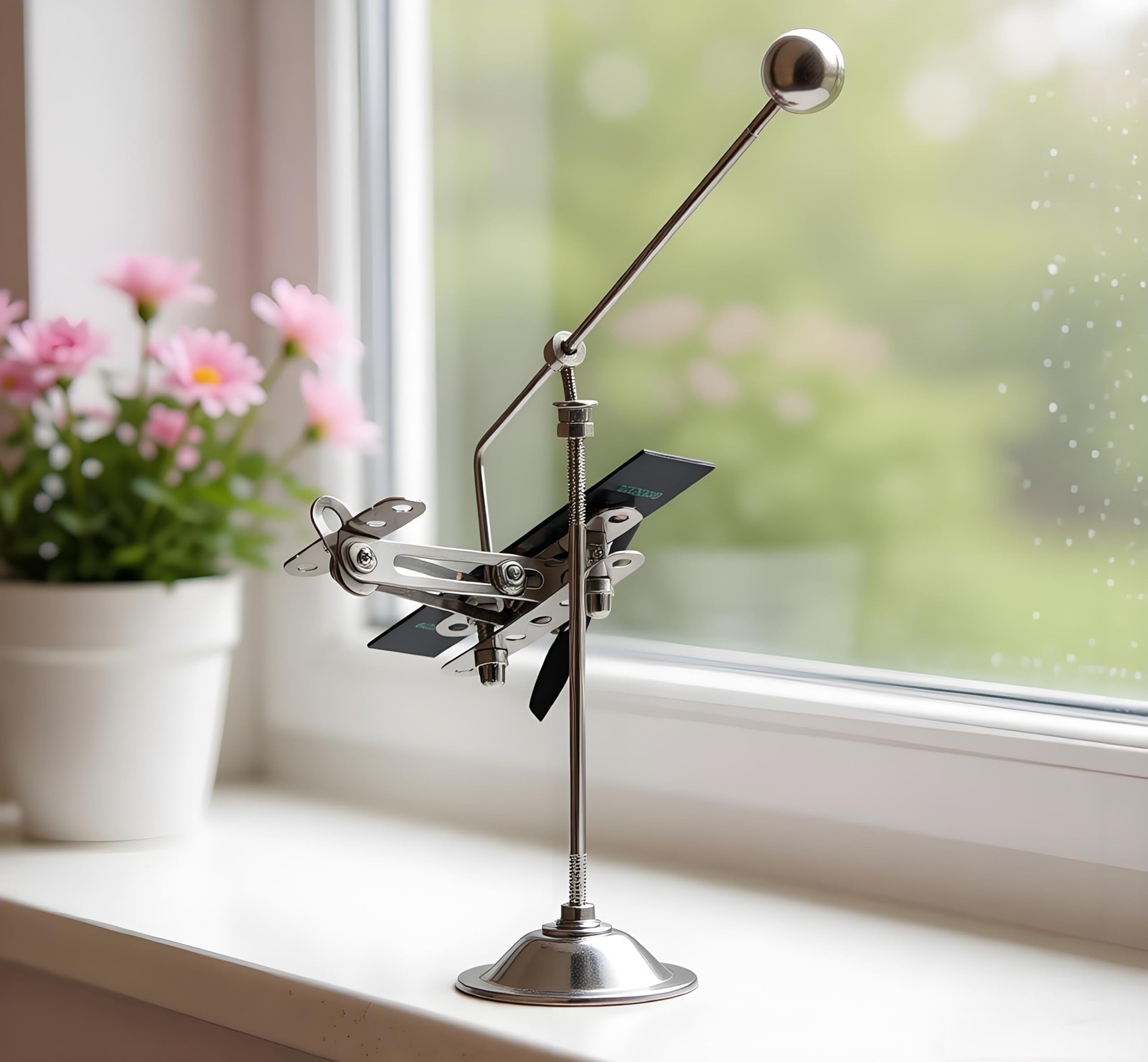Sunnytech Solar Aircraft Balance Toy Plane Black Propeller Kinetic Art